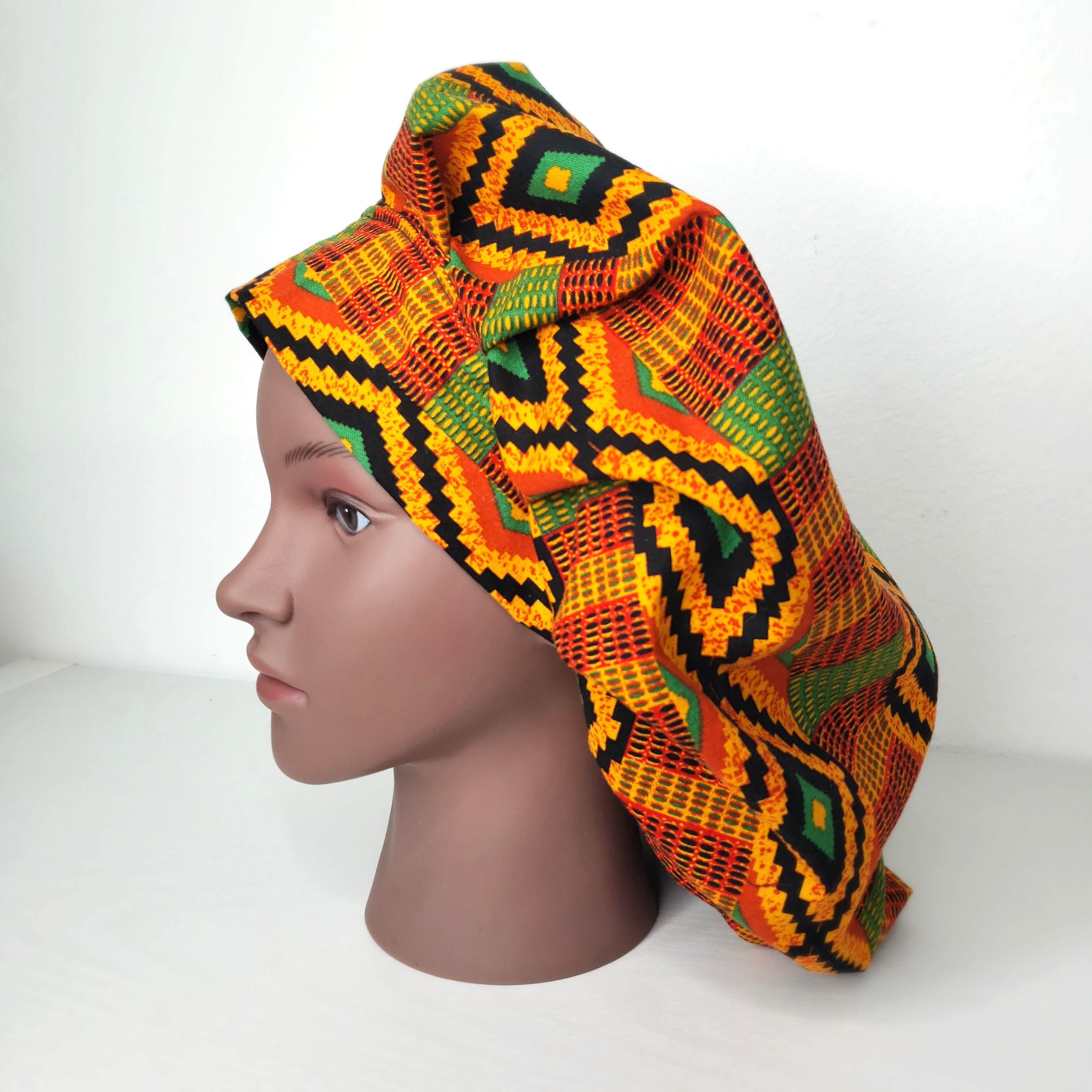 African Print Satin Bonnet