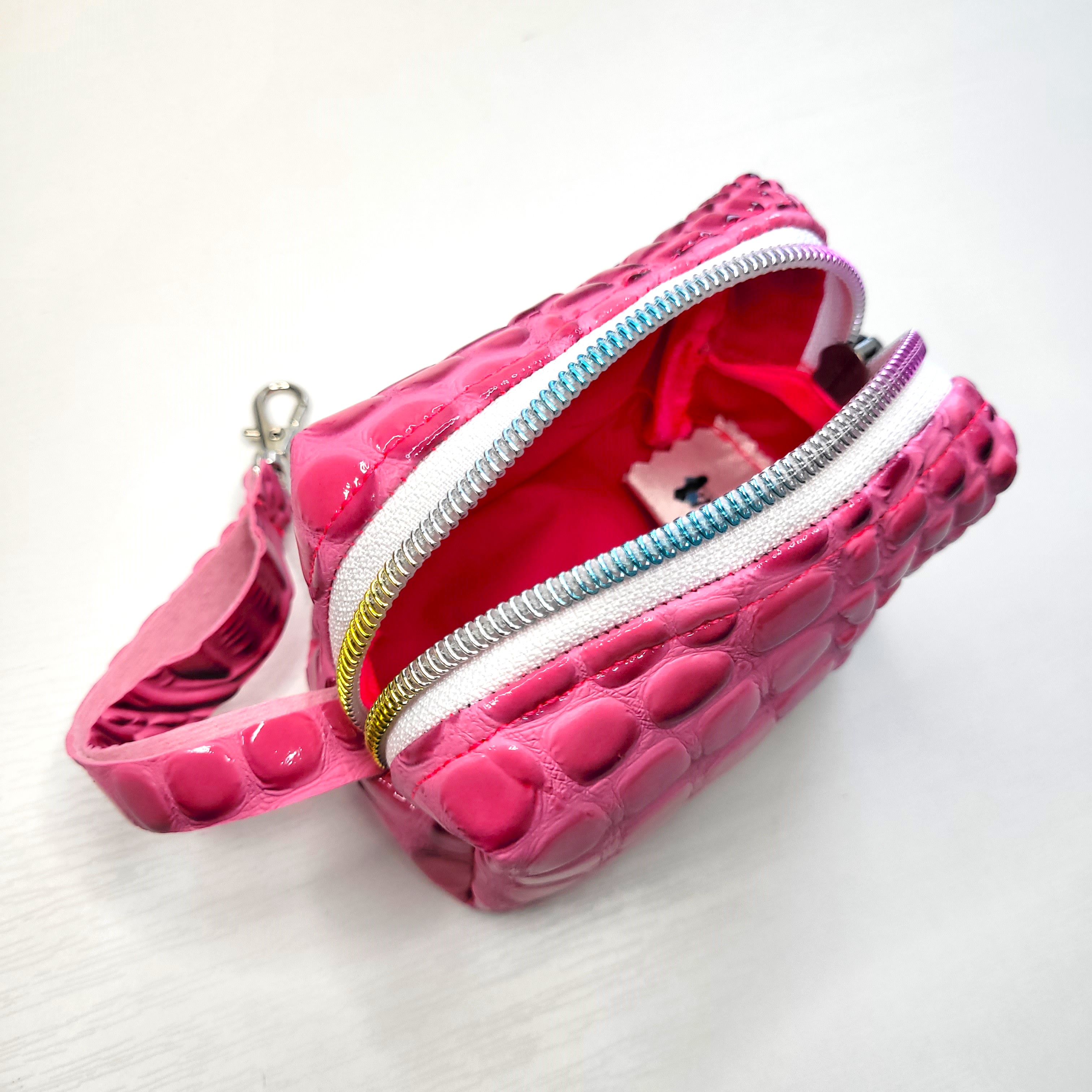 Pink Shinny Leather Mini Pouch