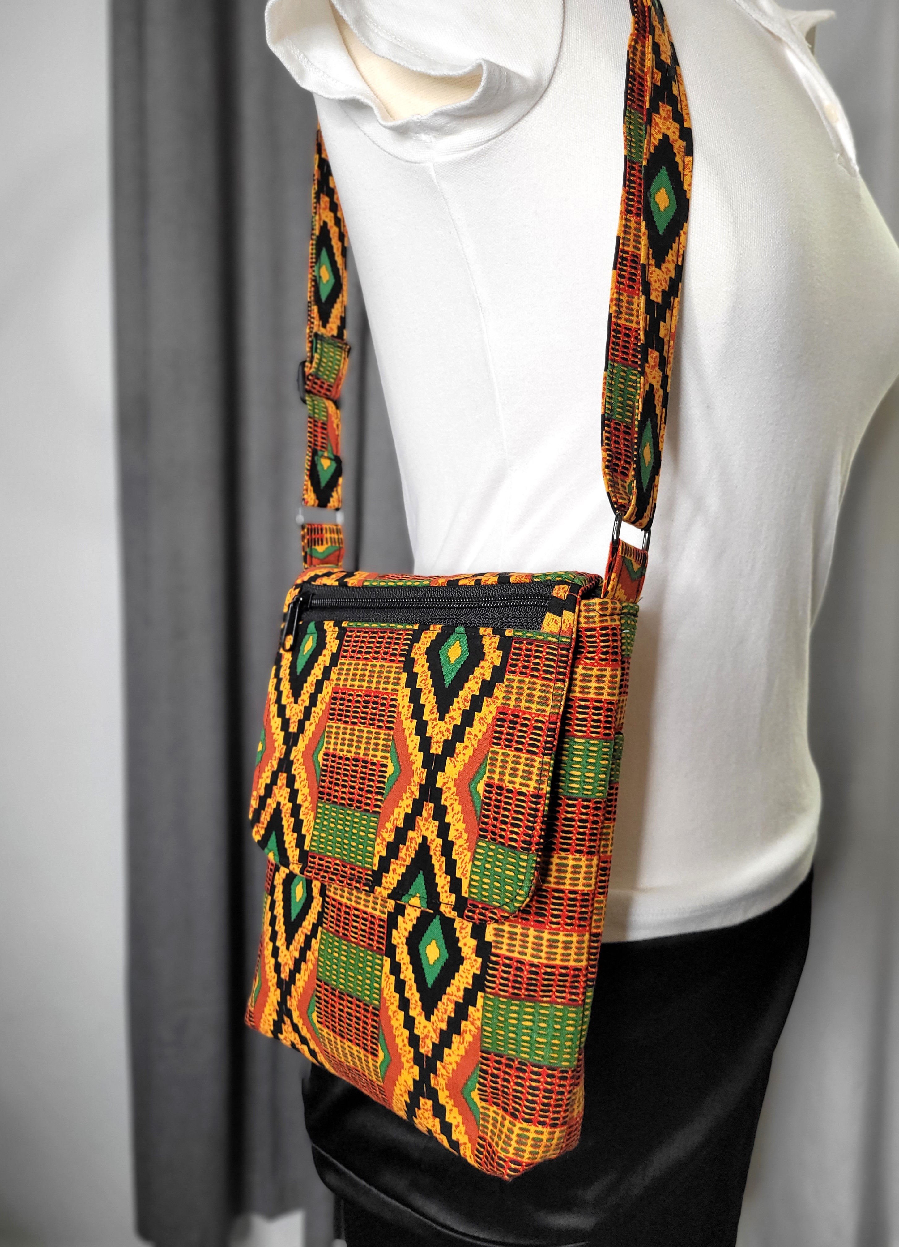 Kente Cloth Messenger Crossbody Purse
