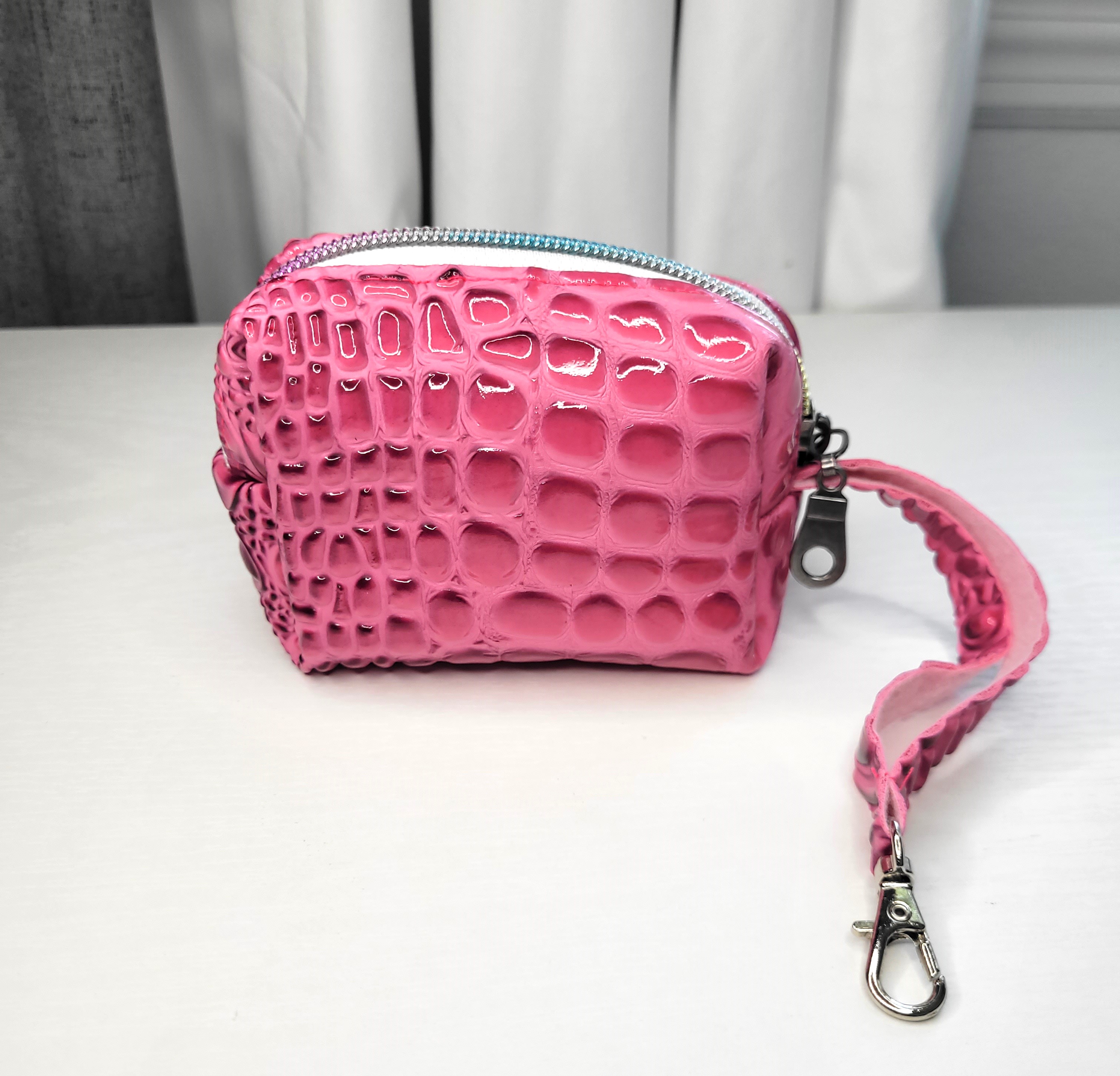 Pink Shinny Leather Mini Pouch