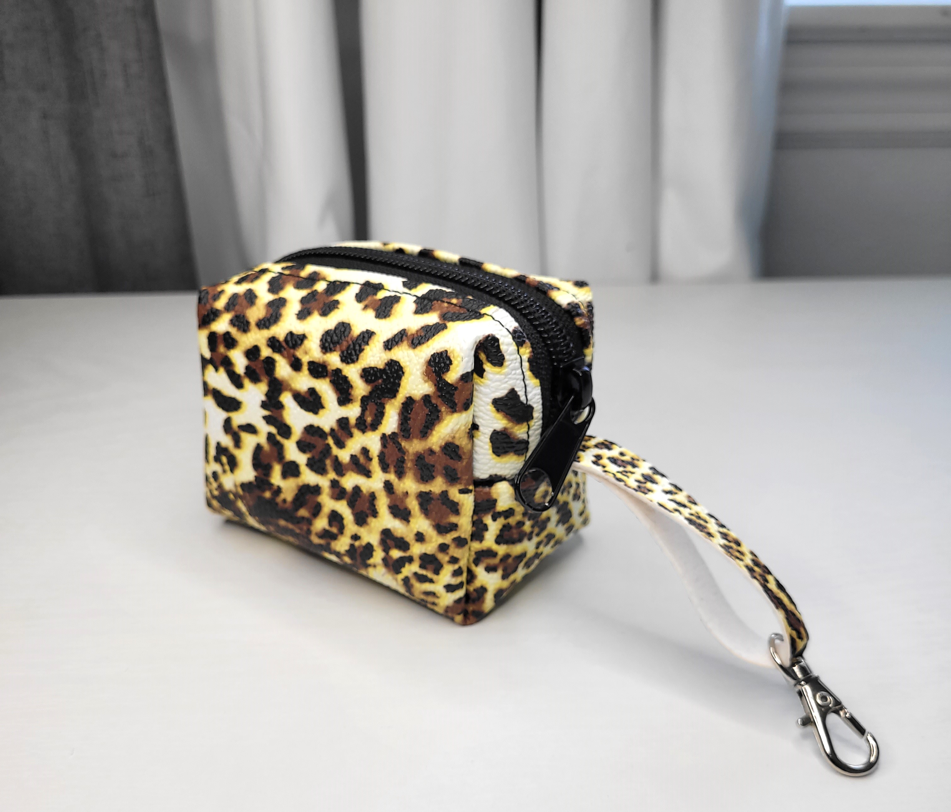 Leopard Print Leather Mini Pouch