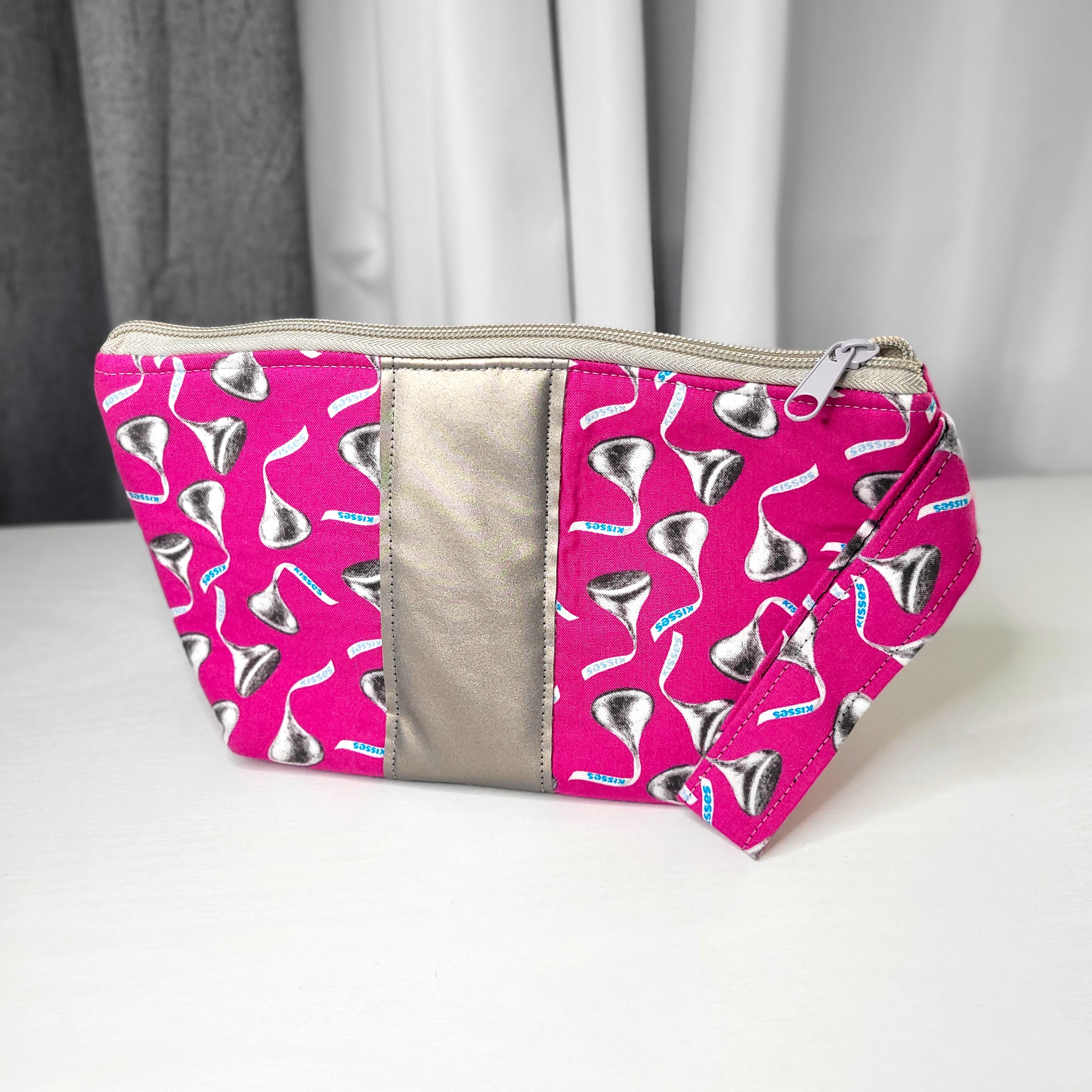 Pink Chocolate Kiss Printed Mini Toiletry Bag