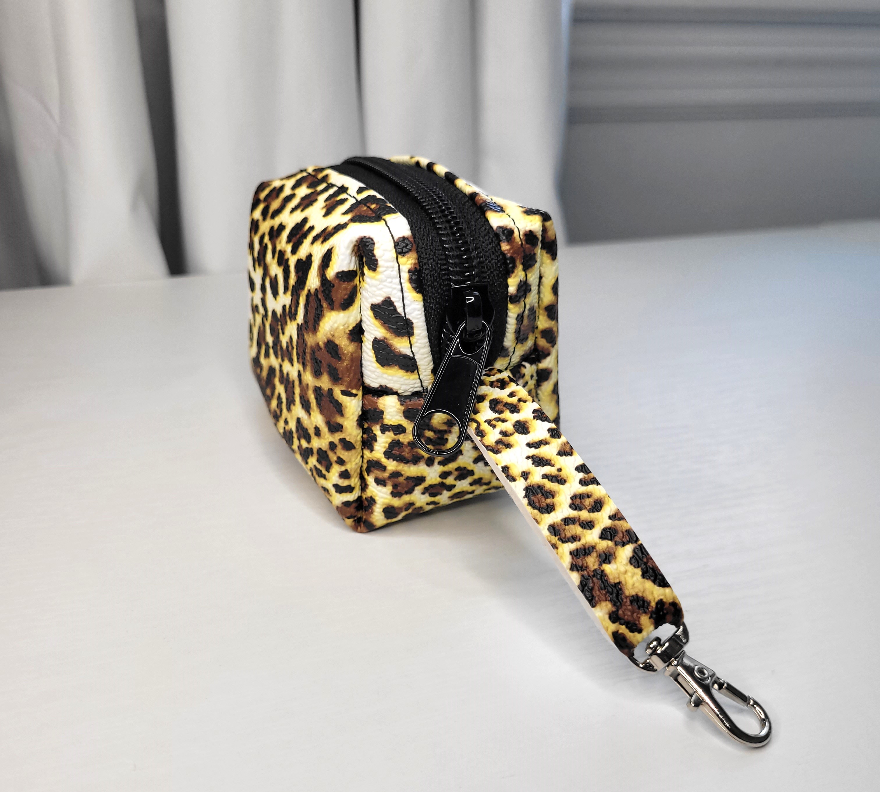 Leopard Print Leather Mini Pouch