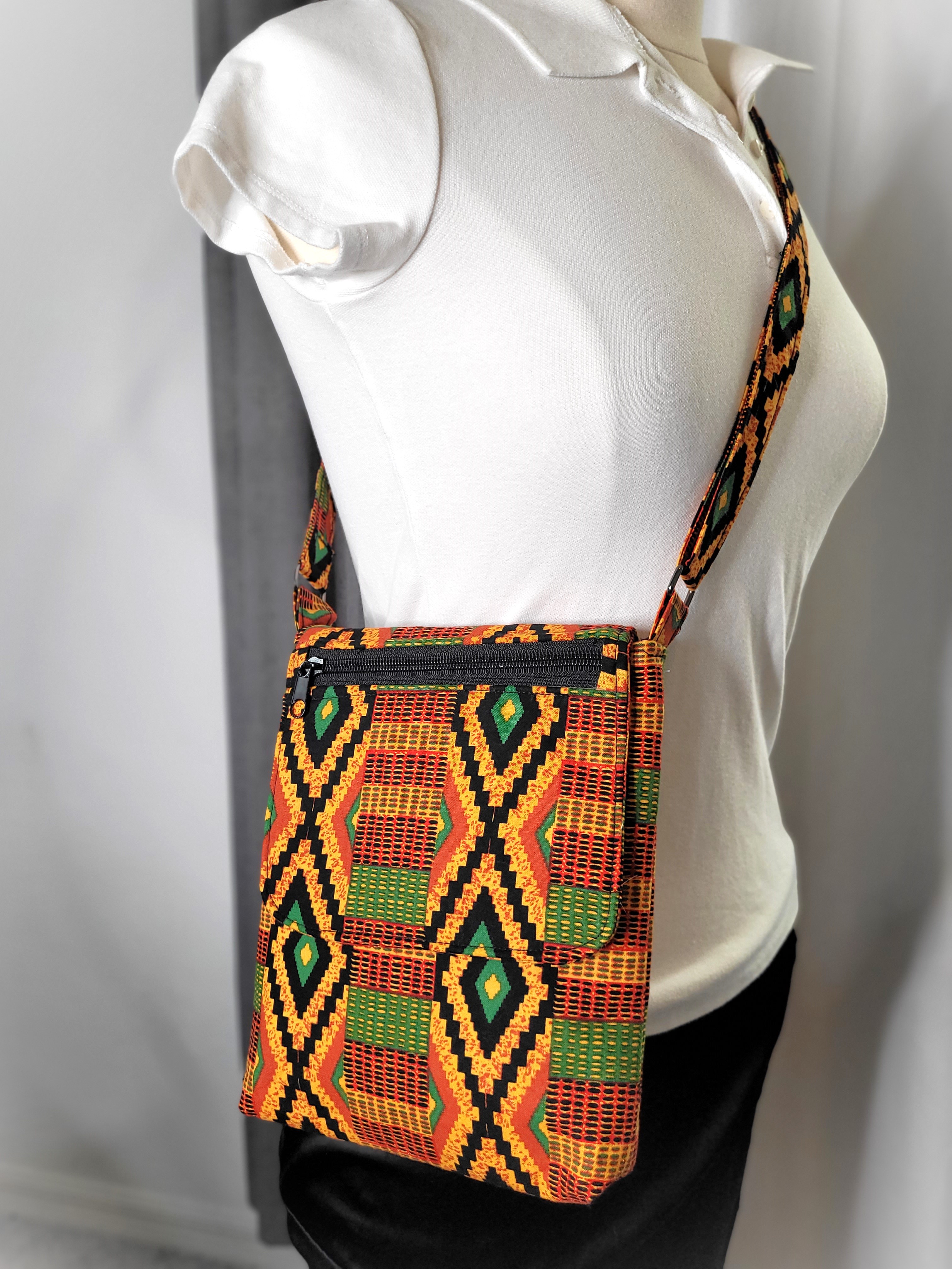 Kente Cloth Messenger Crossbody Purse