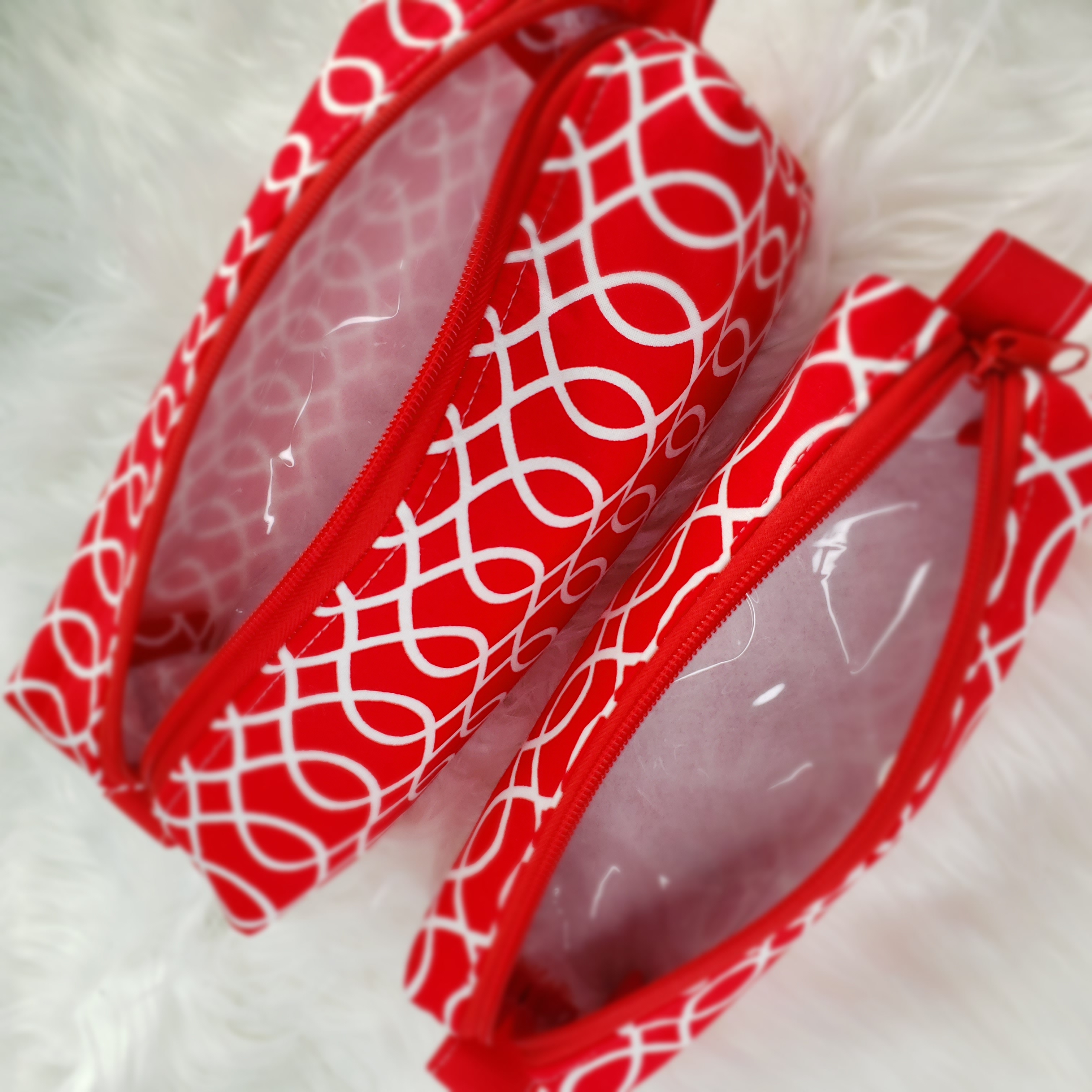 Red & White Cosmetic Bag Set