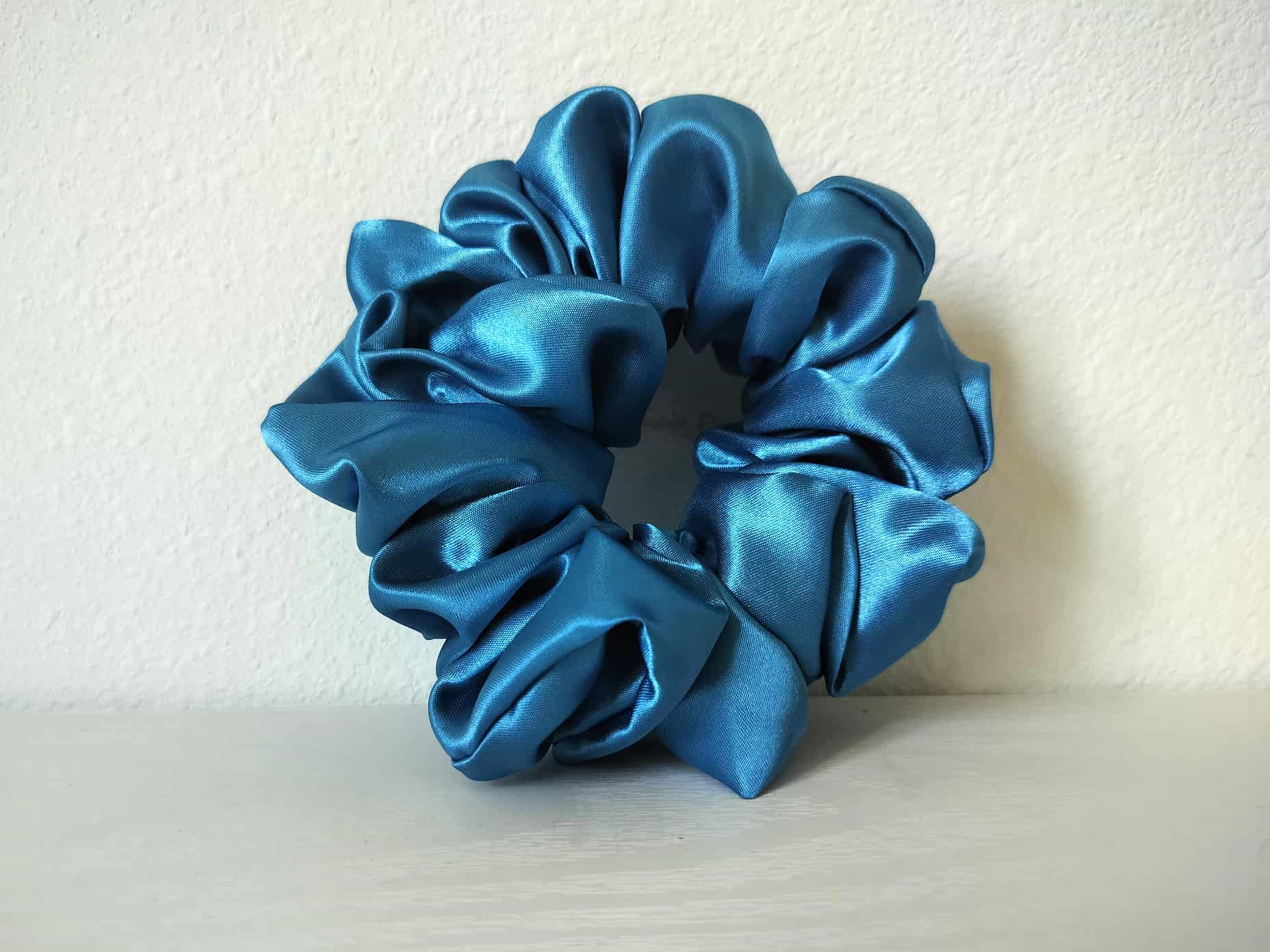 Blue Satin Hair Scrunchie