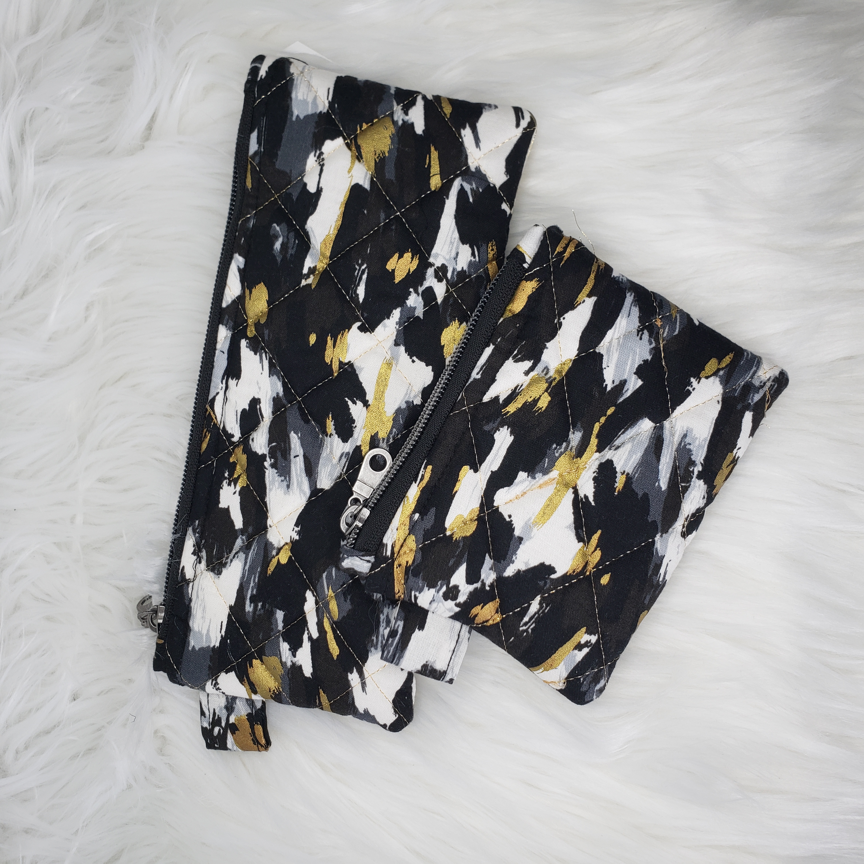 Zipper Pouch Set - Gold/Black/White