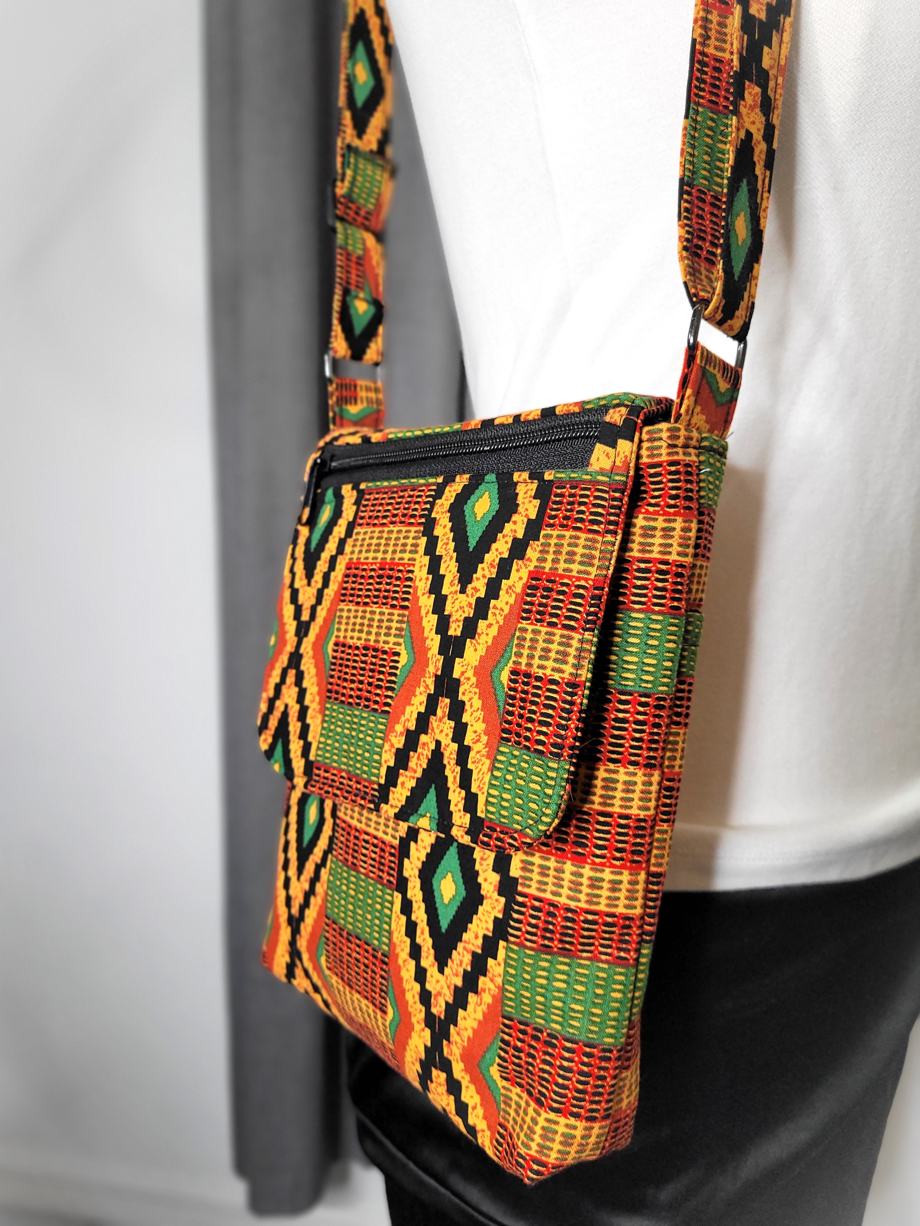 Kente Cloth Messenger Crossbody Purse