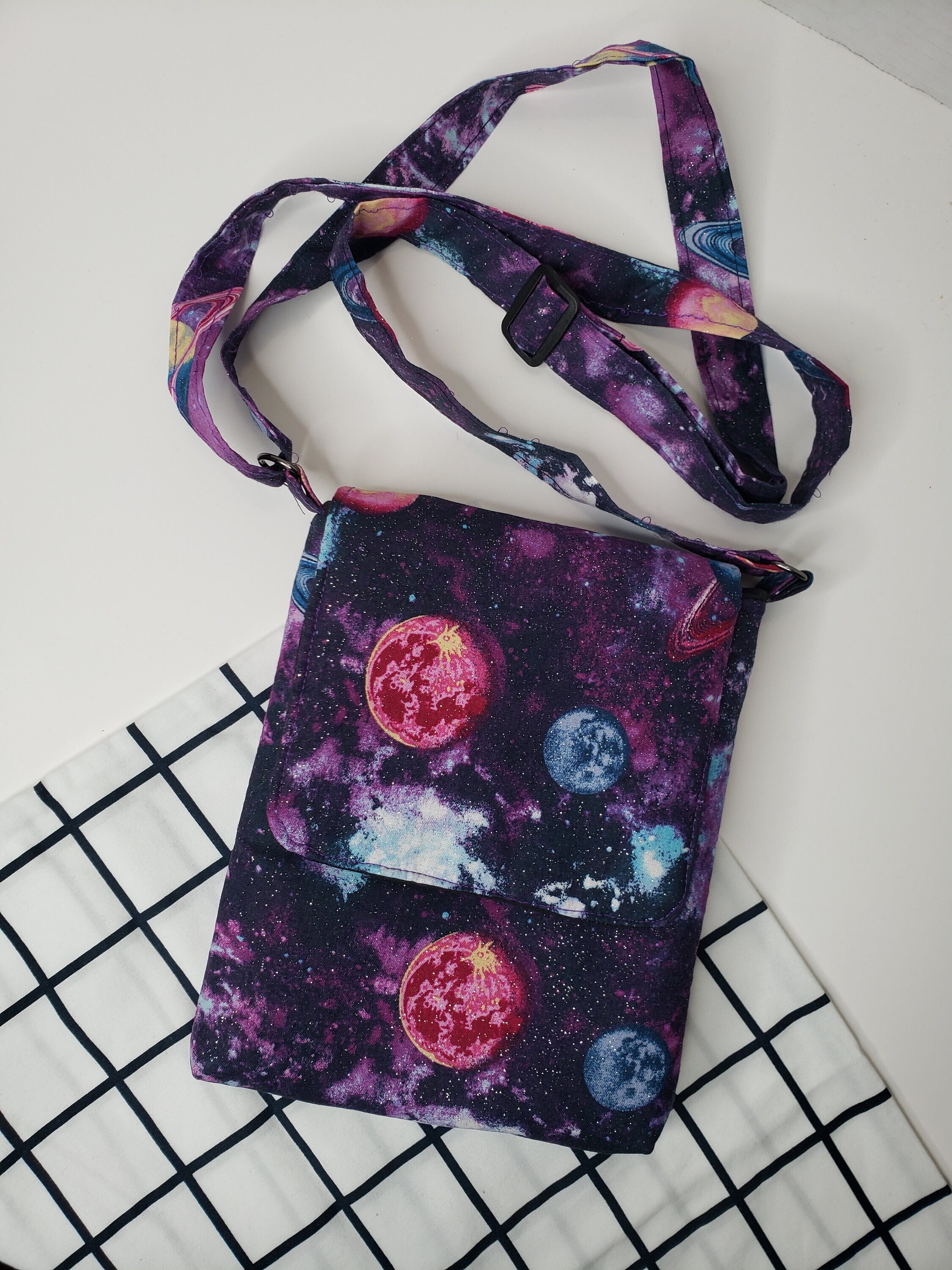 Purple Galaxy Messenger Crossbody Purse