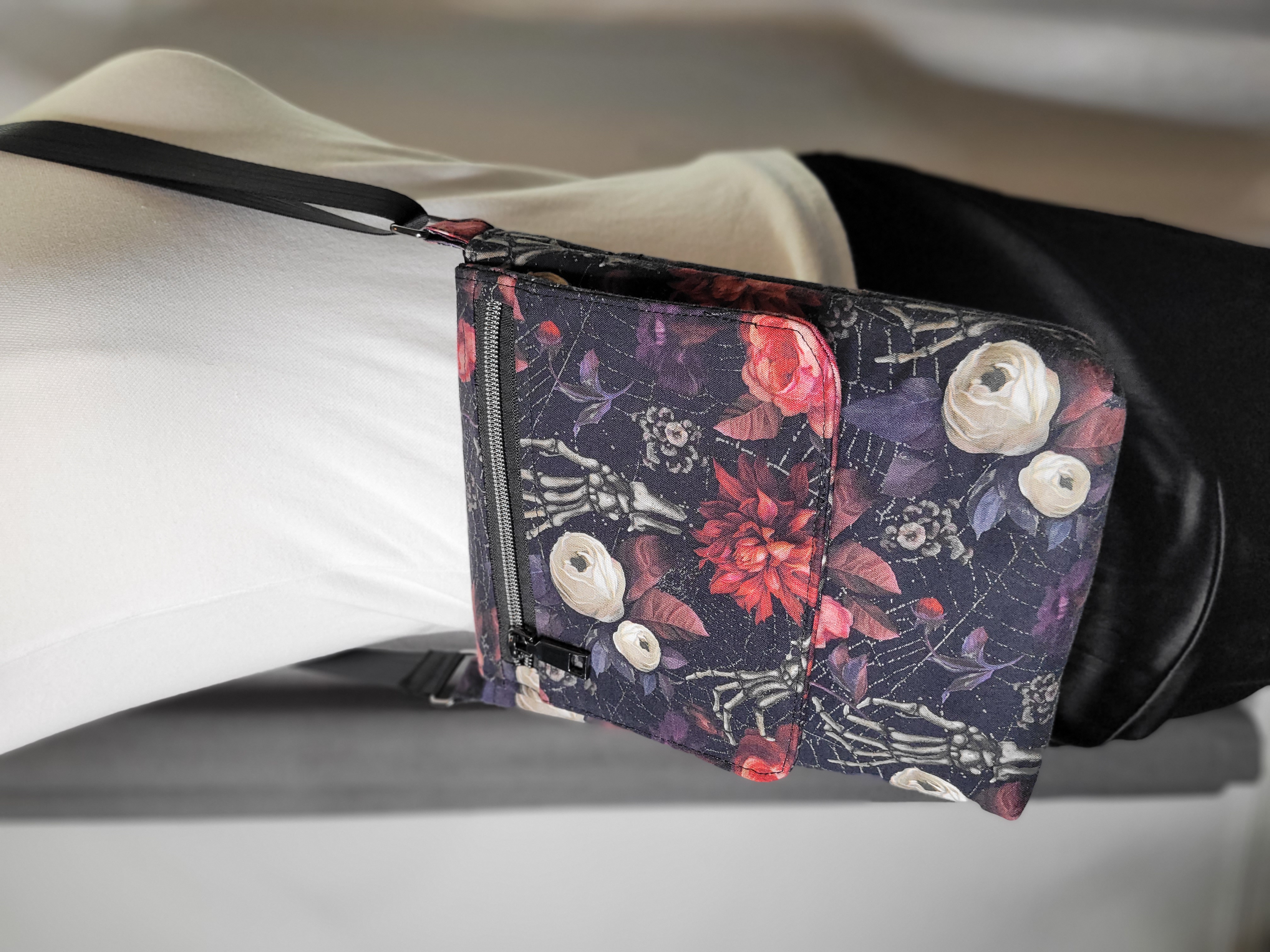 Floral Skeleton Crossbody Messenger Bag