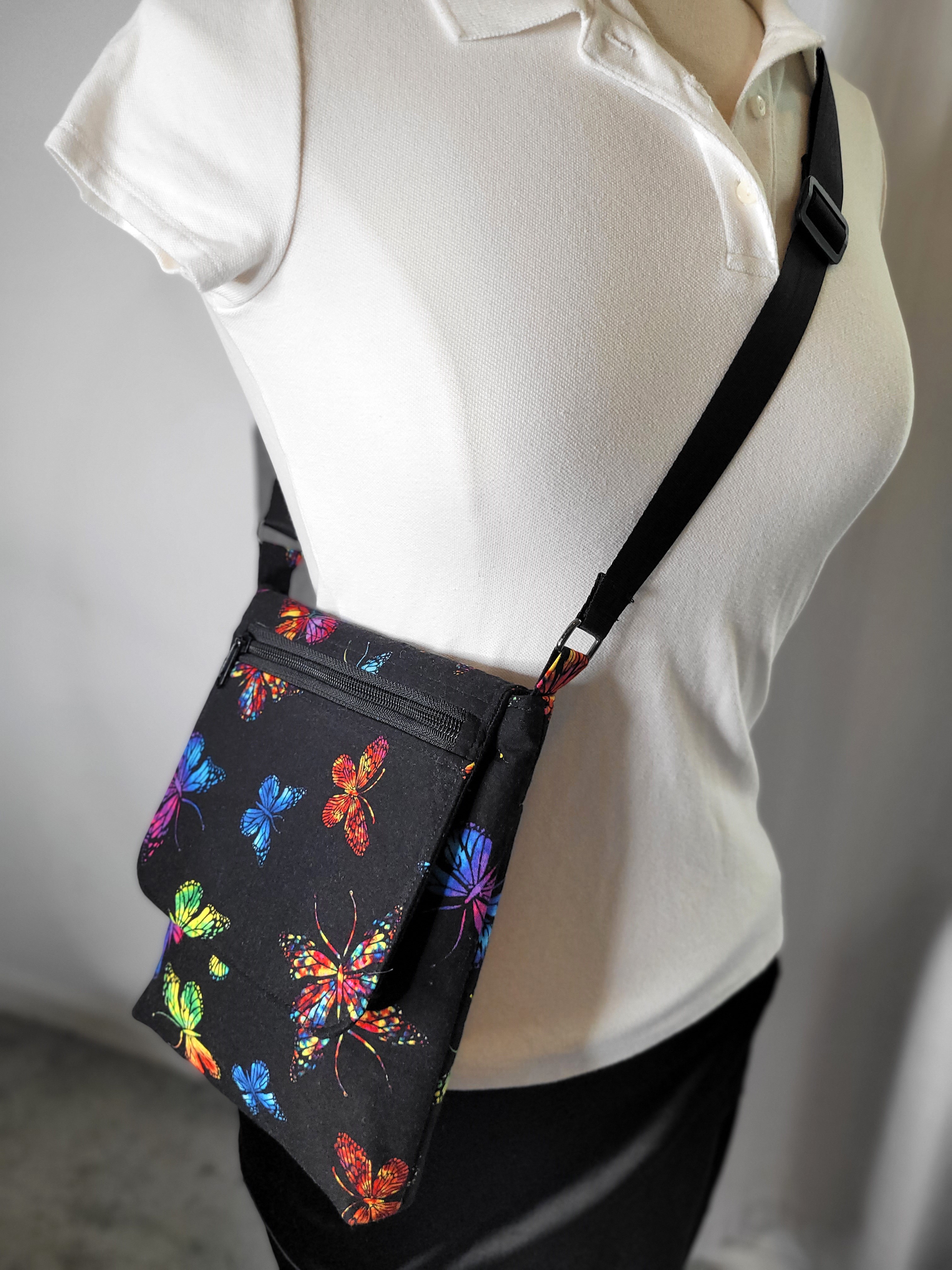 Colorful Butterfly Print Crossbody Bag