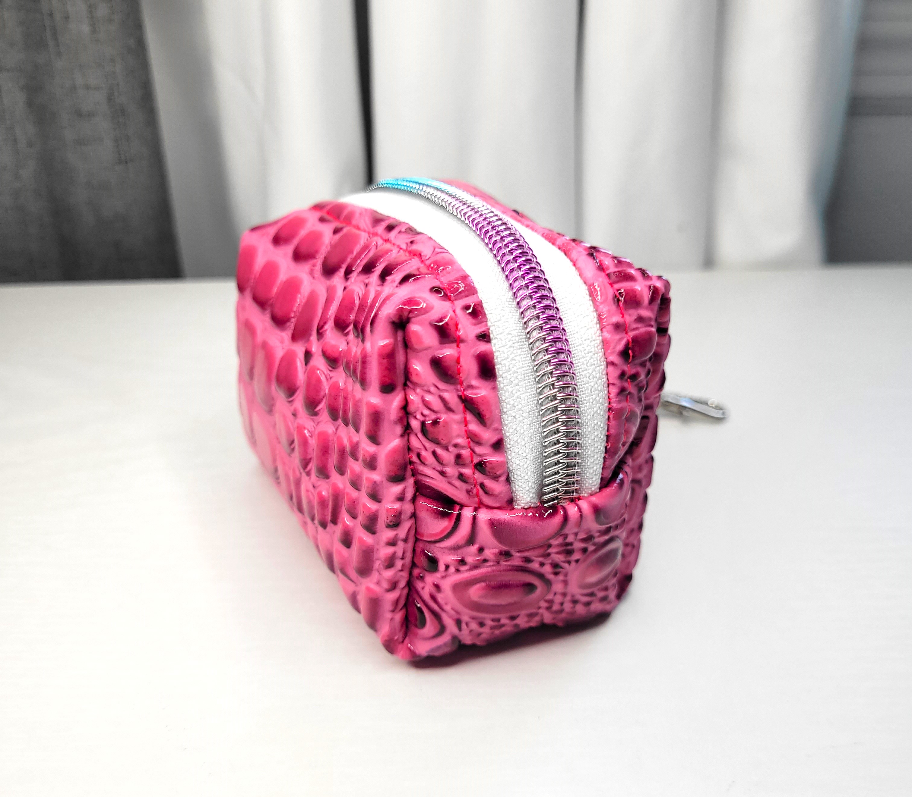 Pink Shinny Leather Mini Pouch