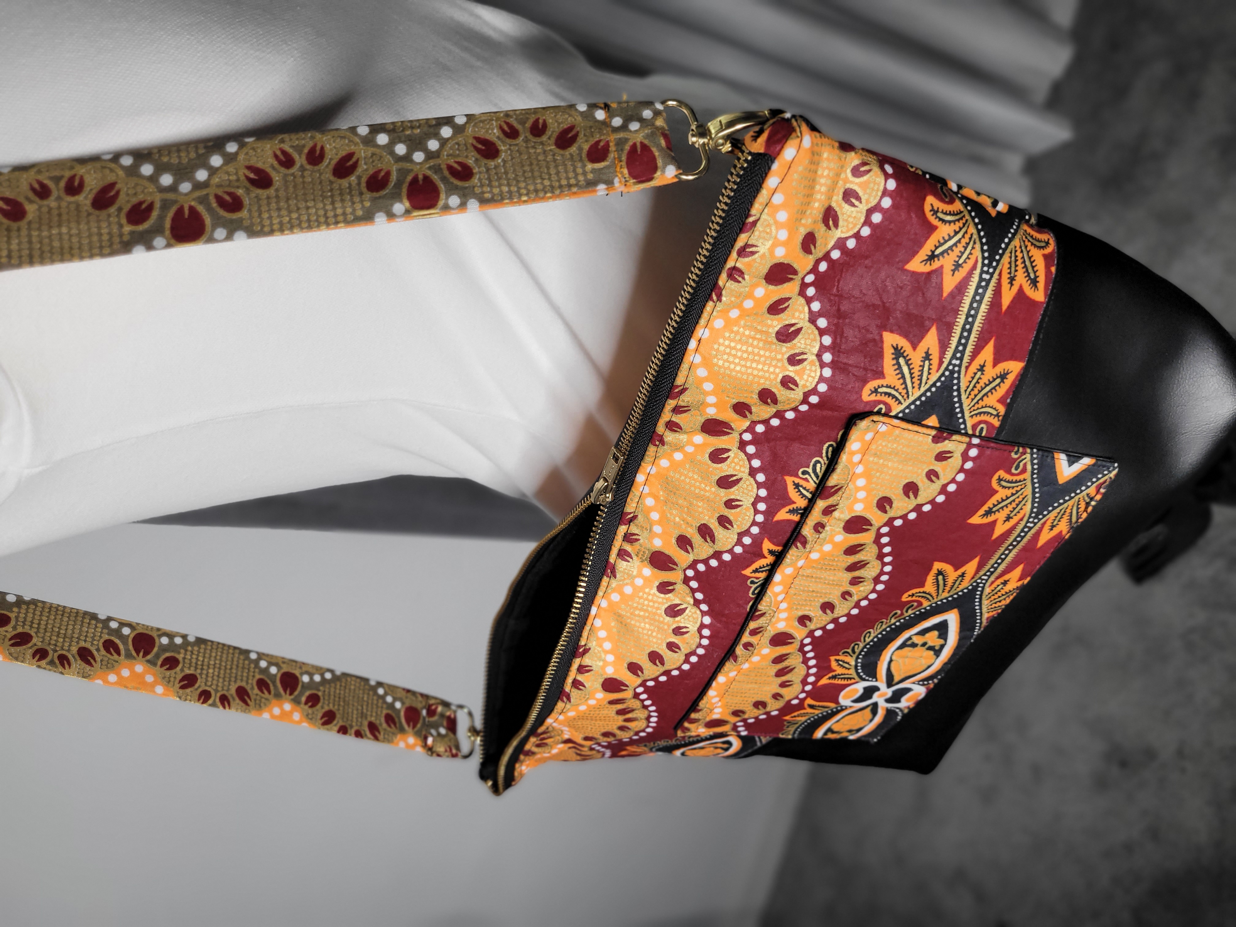 Boho Print Leather Shoulder Bag