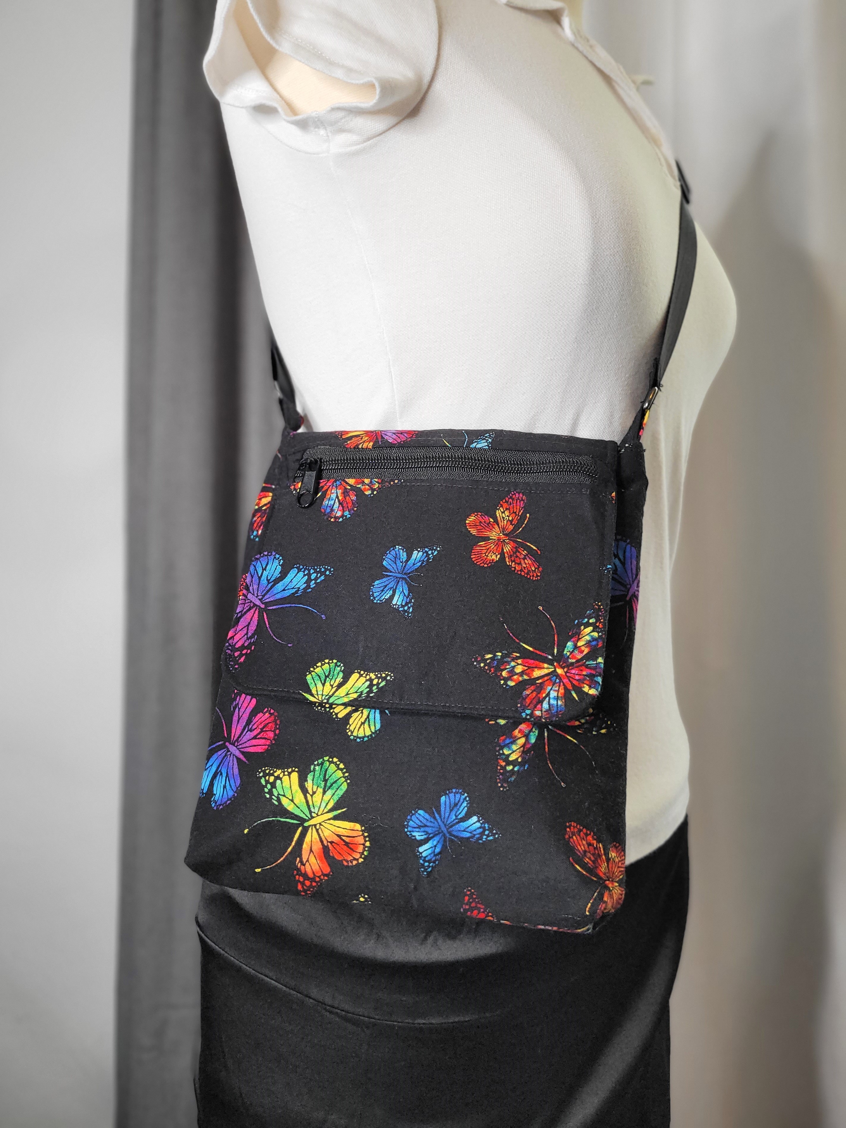 Colorful Butterfly Print Crossbody Bag