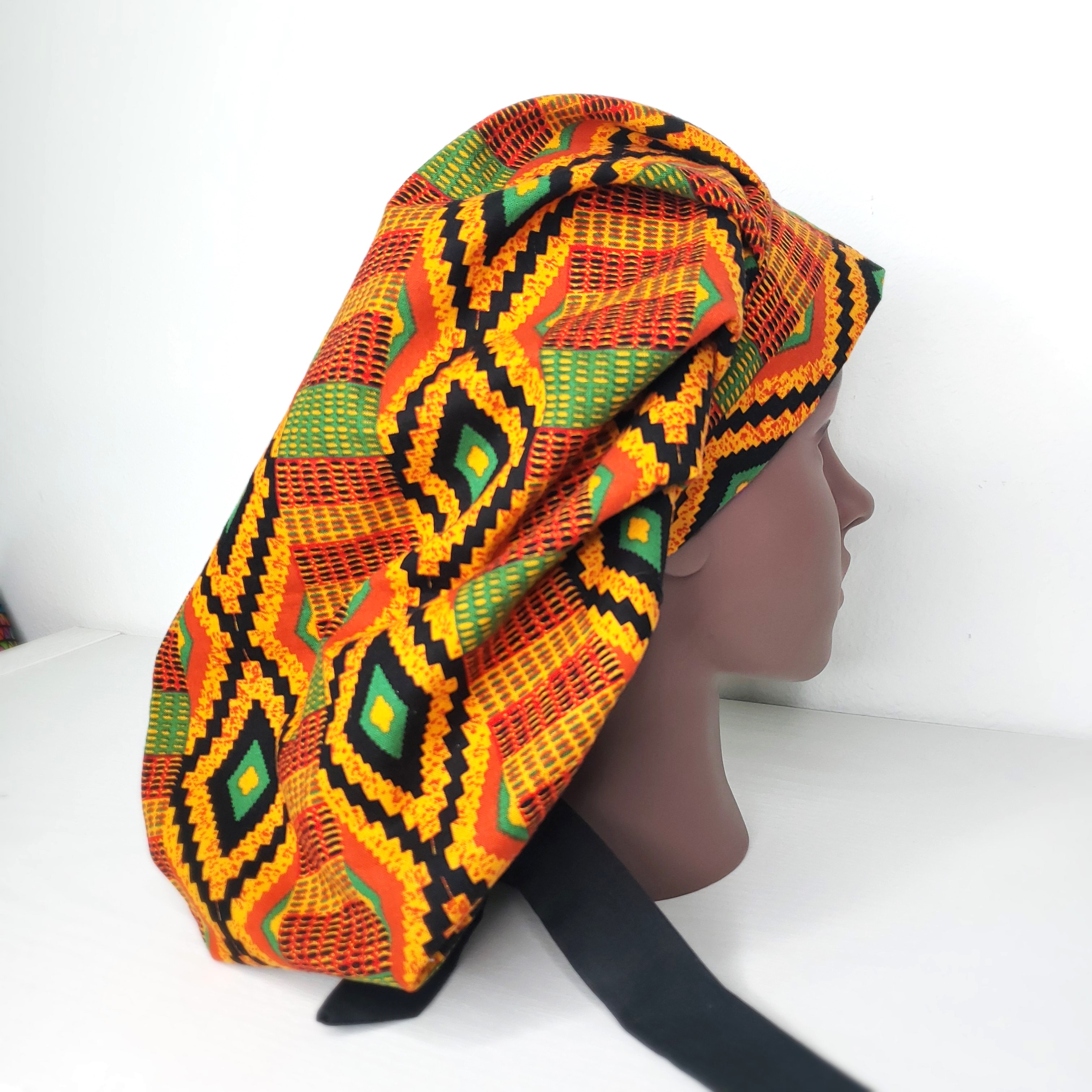 African Print Satin Bonnet