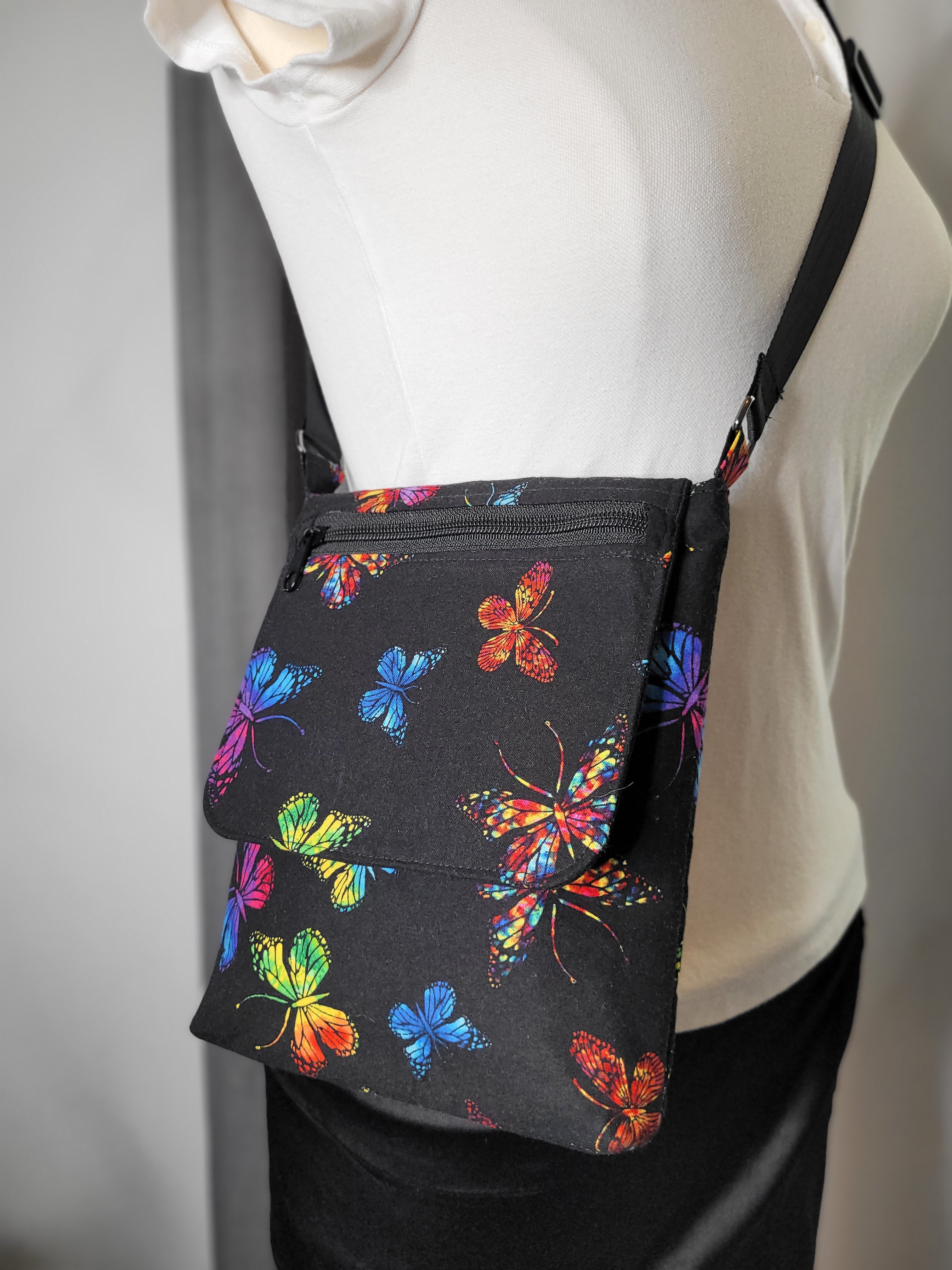 Colorful Butterfly Print Crossbody Bag