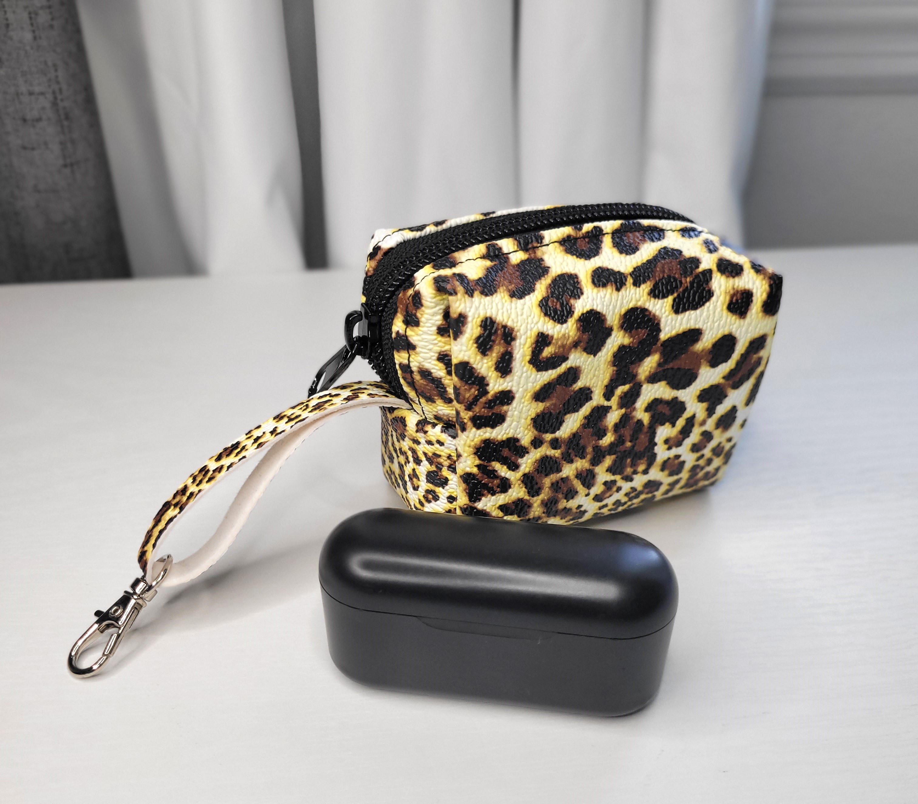 Leopard Print Leather Mini Pouch