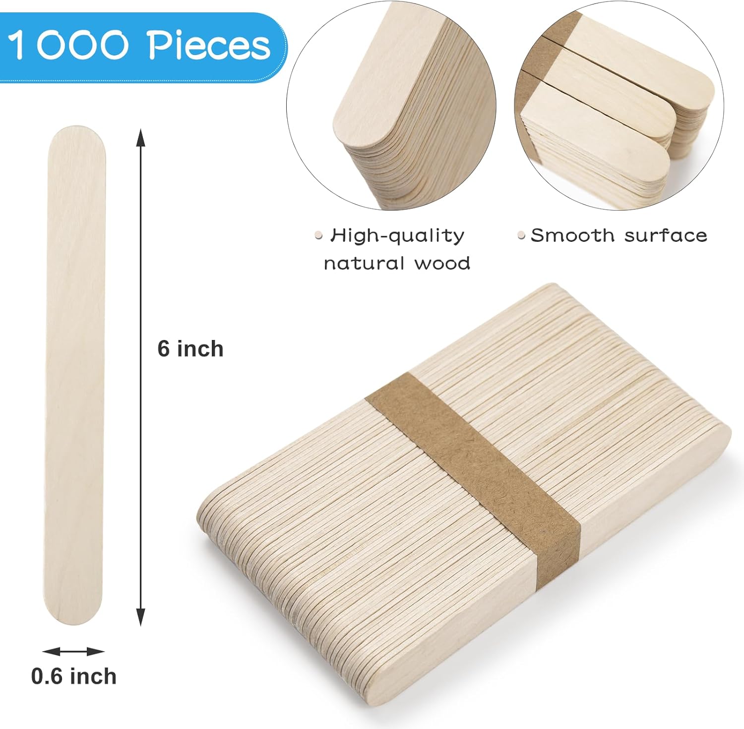 6 Inch Wooden Craft Sticks