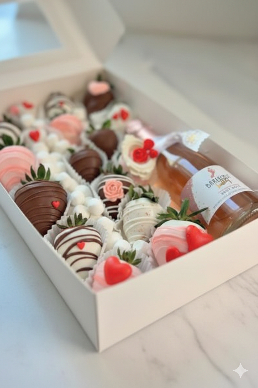 Chocoberry & Brut - Chocolate-Dipped Strawberries & Sparkling Rosé Gift Box