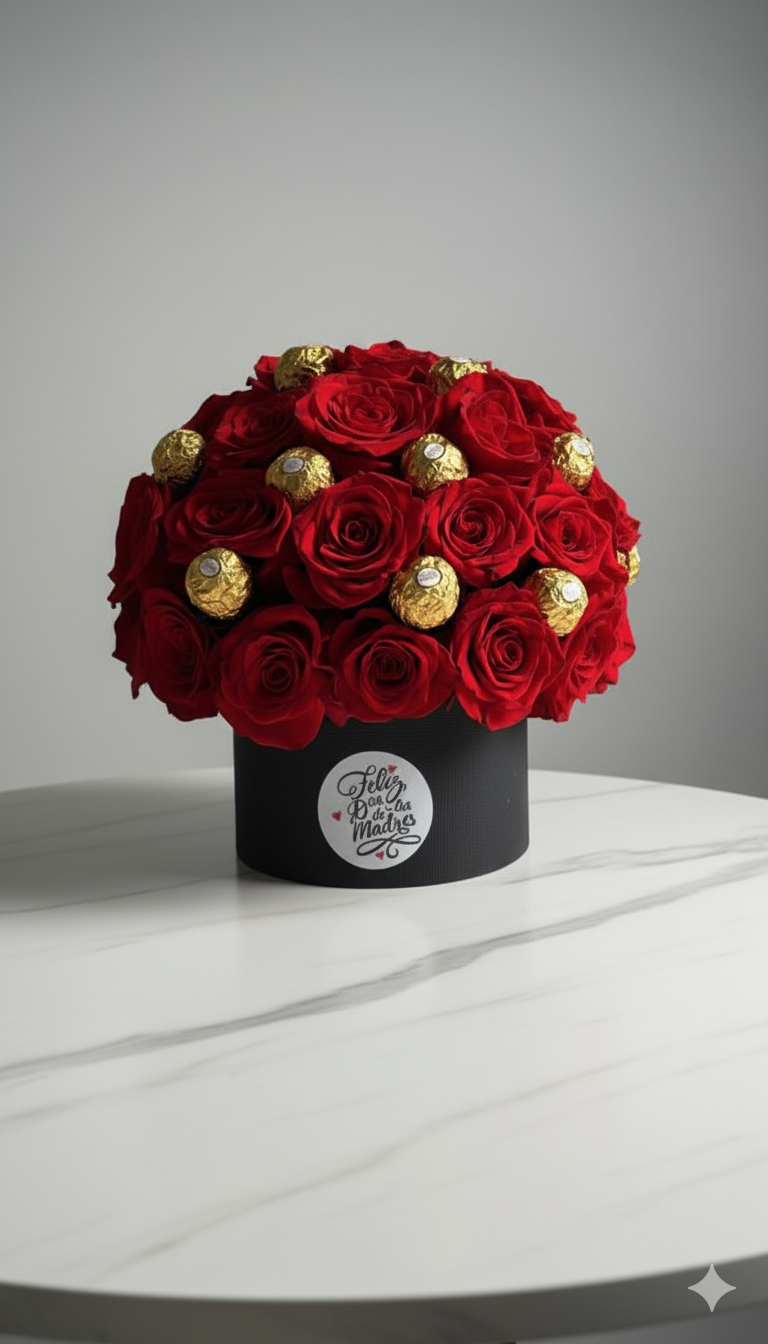 Elisa - Luxury Red Roses and Chocolate Gift Box