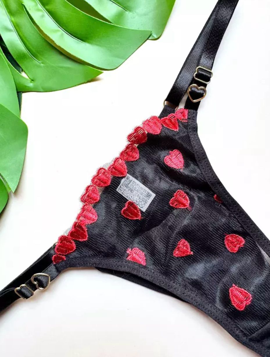 Tanga Fio Duplo Tule Bordado