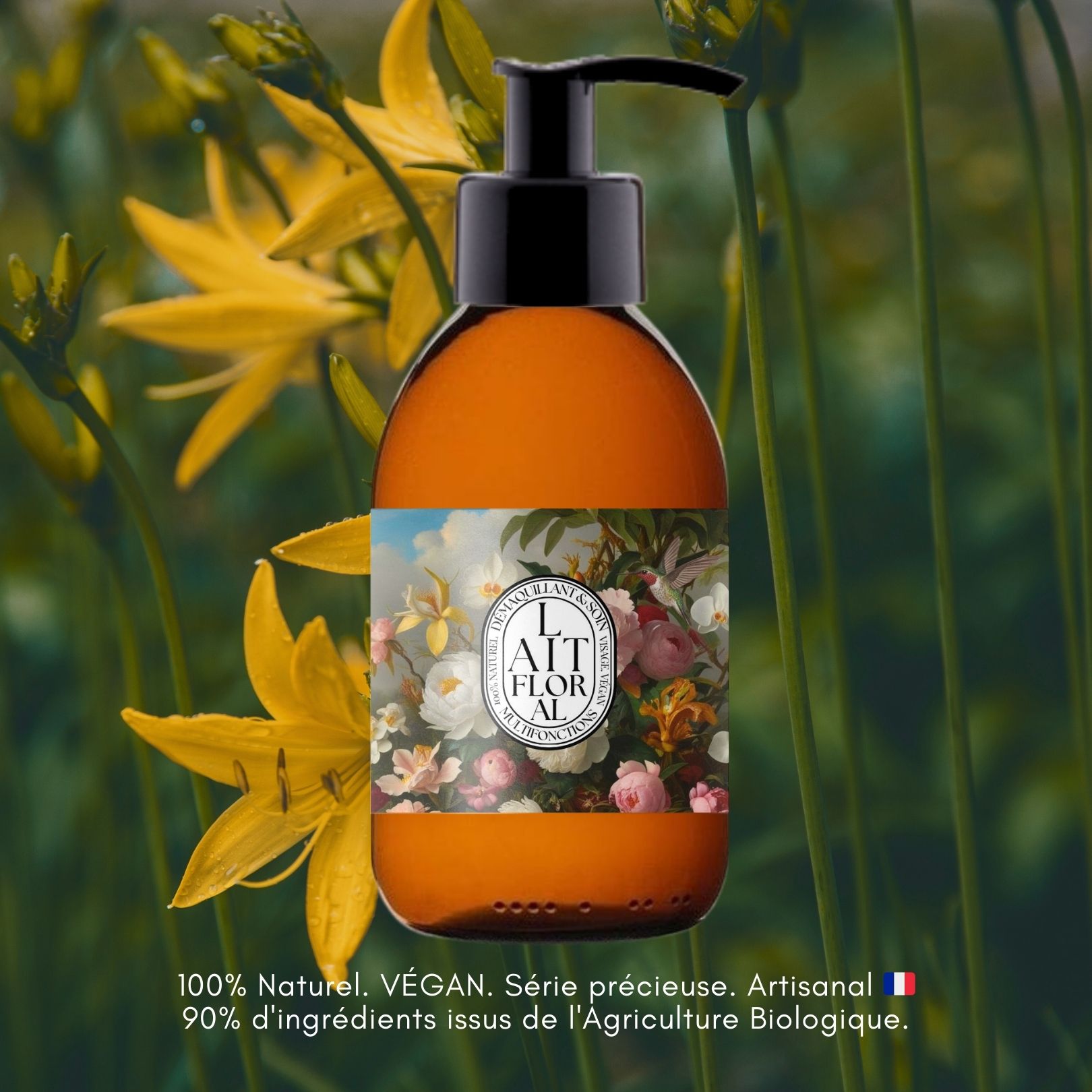 Lait de Fleurs. Aux fleurs de lys, Rose, probiotiques & Magnolia 