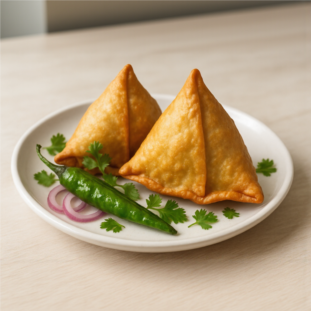 Samosa 2 Piece With Chutney ( Green & tamarind Chutney )