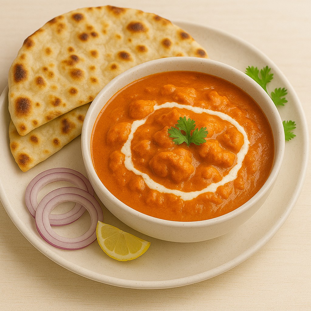 Butter Chicken (Large) With 2 Garlic or Plain Butter Naan