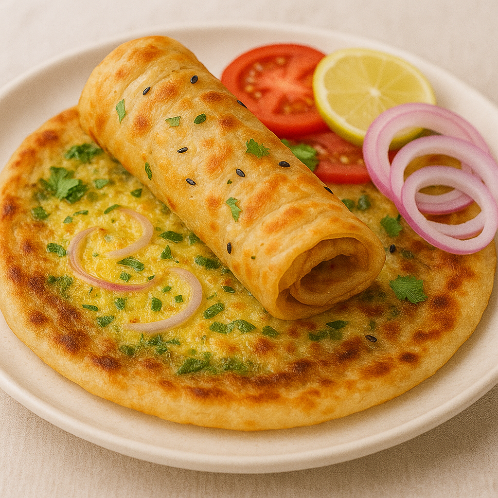 Egg Paratha + Mixed Pickle + 8 oz Dahi