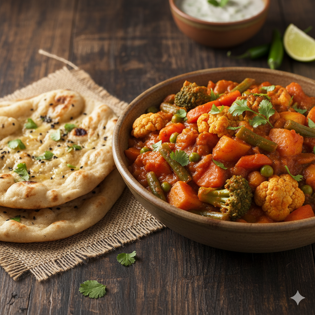 Mixed Veg (16 oz) + 2 Naan