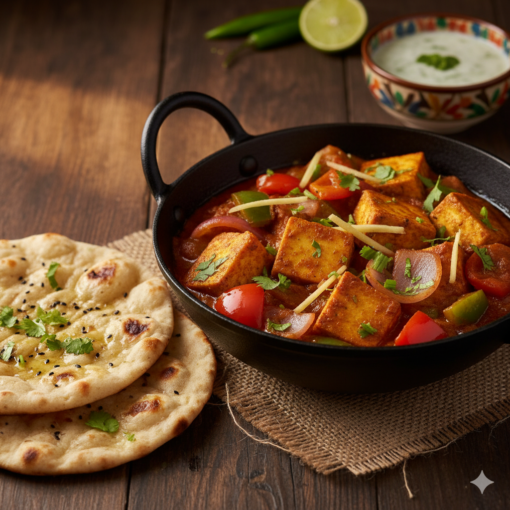 Karahi Paneer (16 oz) + 2 Naan