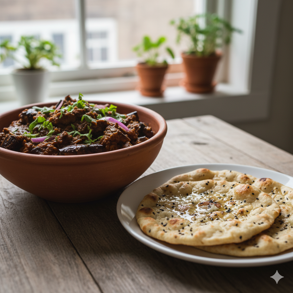 Baingan Bharta (16 oz) + 2 Naan