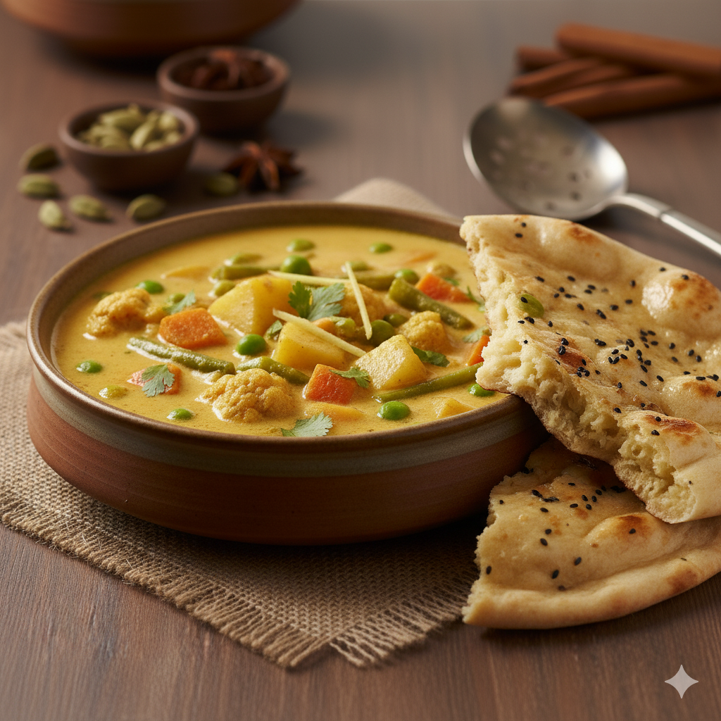 Veg Korma (16 oz) + 2 Naan
