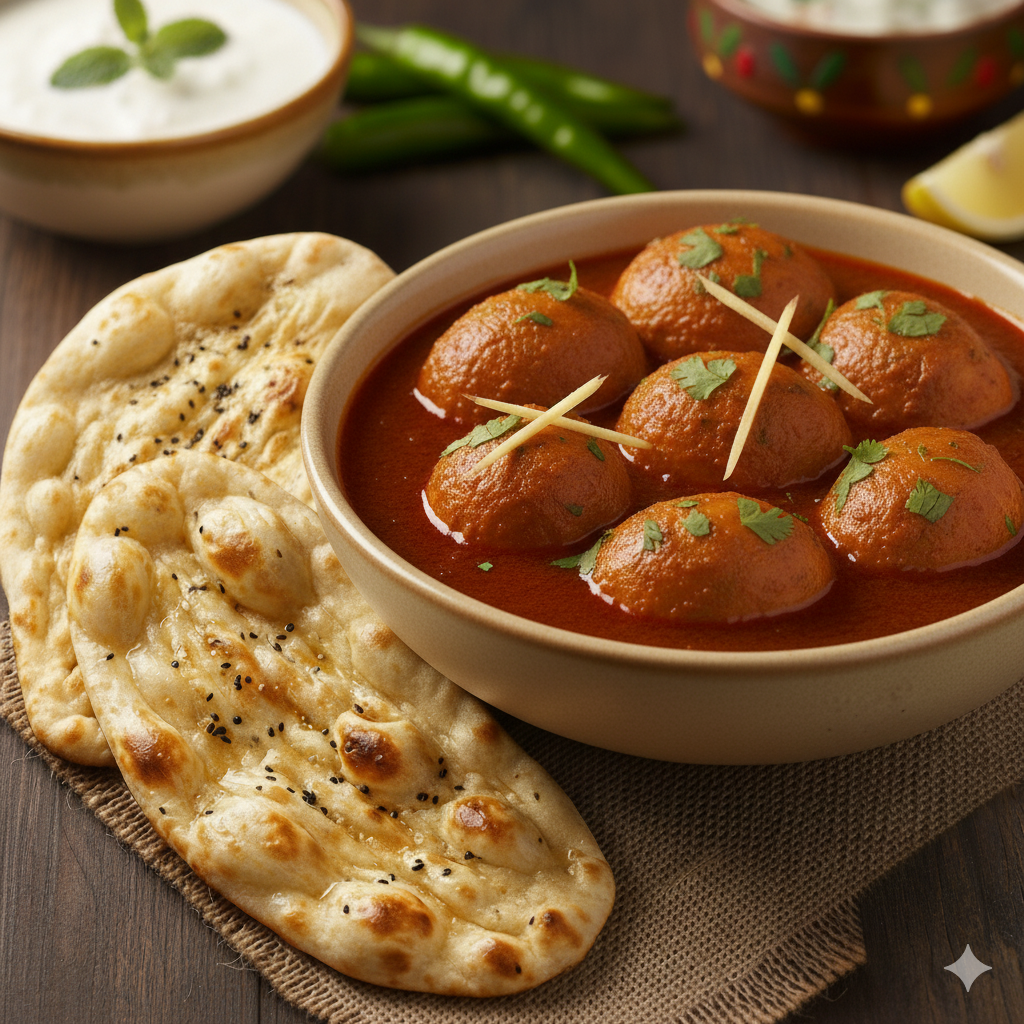Egg Curry (16 oz) + 2 Naan