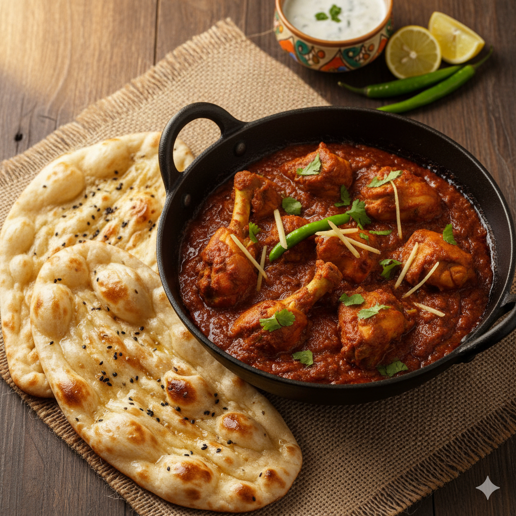 Karahi Chicken (16 oz) + 2 Naan