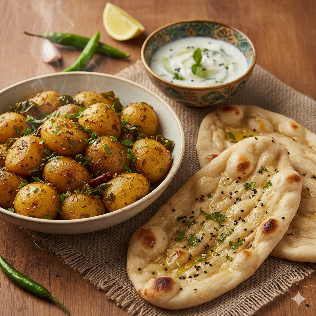 Methi Aloo (16 oz) + 2 Naan