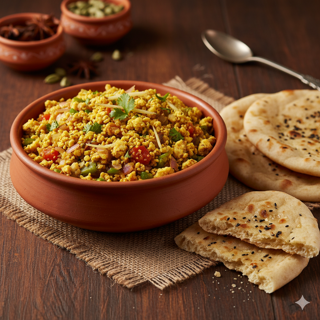 Paneer Bhurji (16 oz) + 2 Naan
