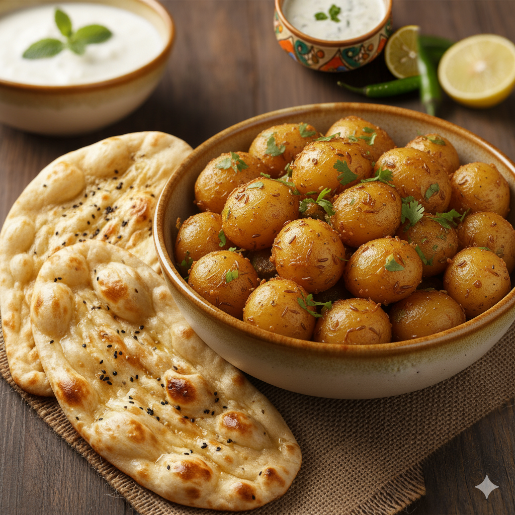 Jeera Aloo (16 oz) + 2 Naan