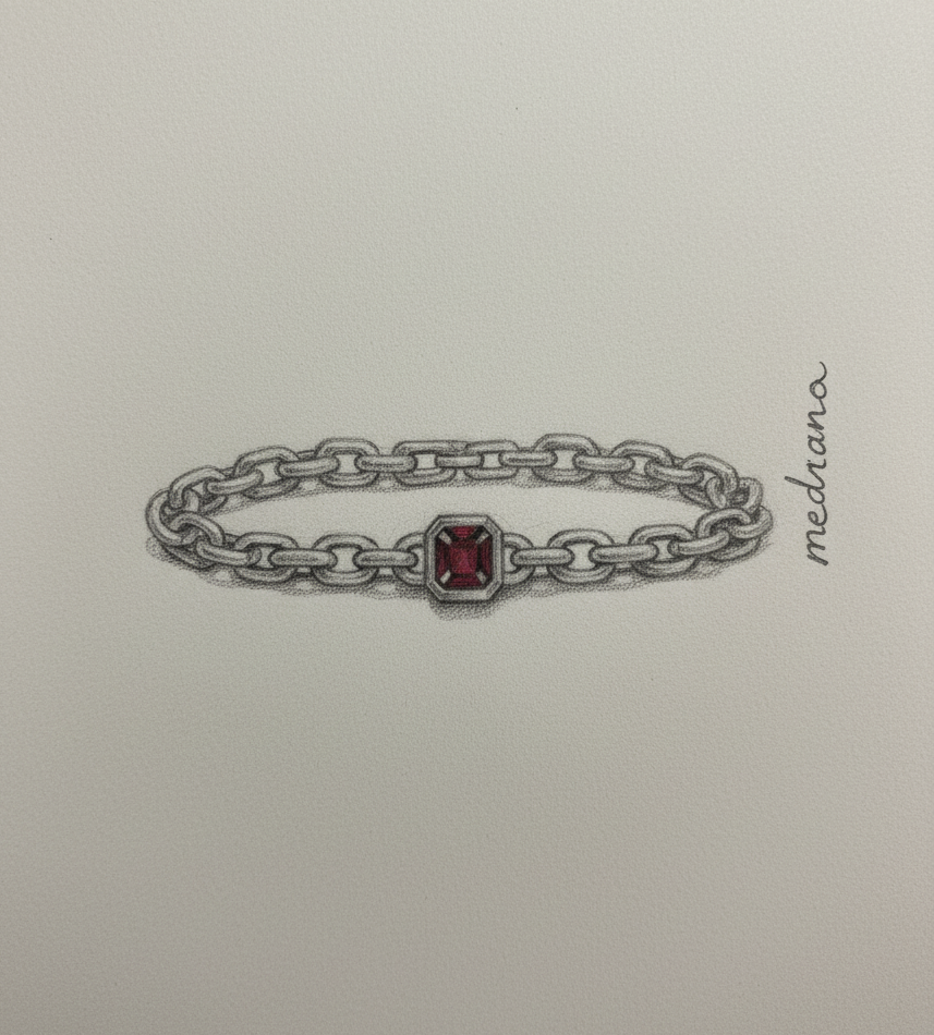 Link bracelet w garnet (Coming)