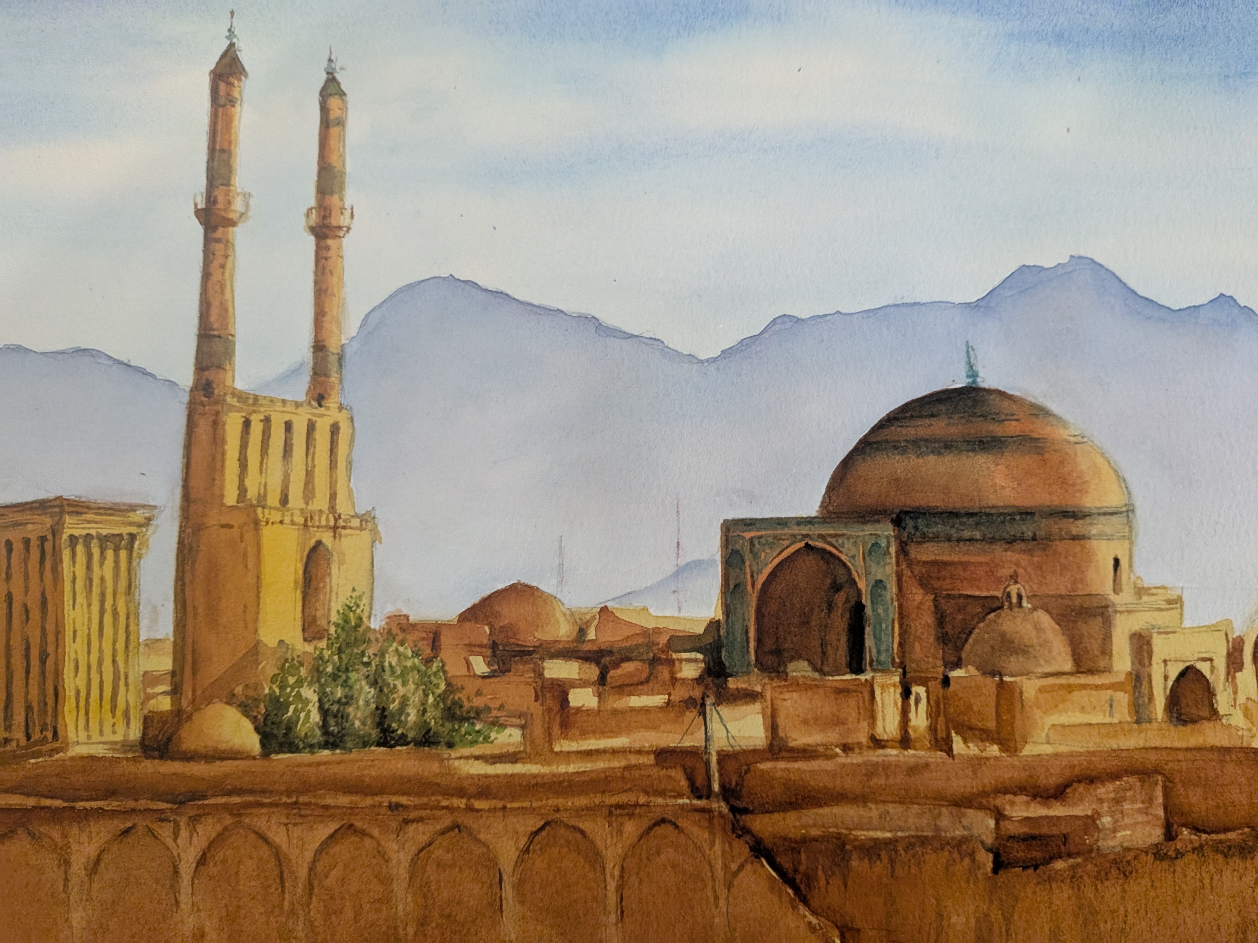 City of sunshine- Persian Architectural Watercolor