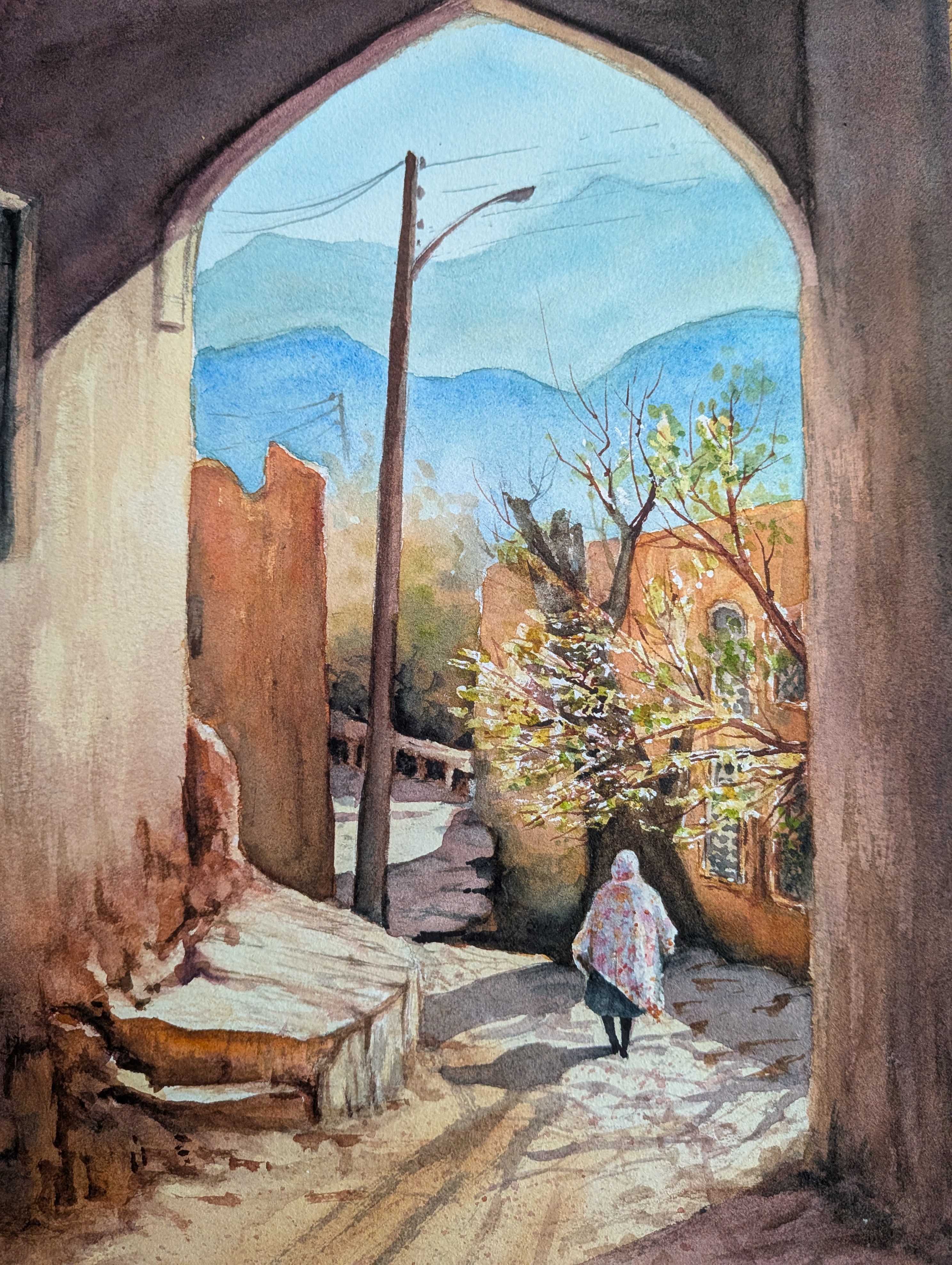 Spring in the village Watercolor Painting