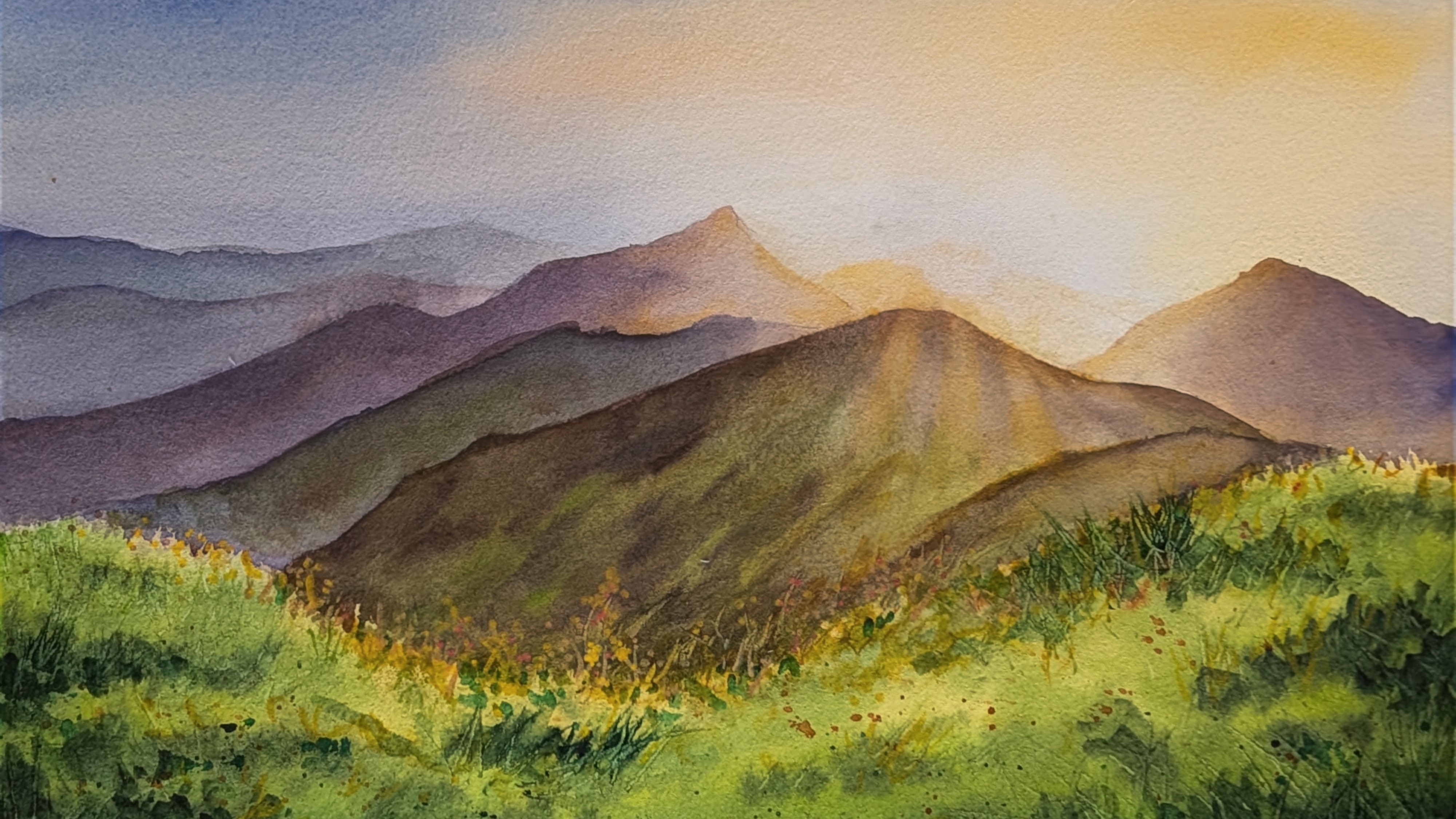 Mountain Sunrise Watercolor