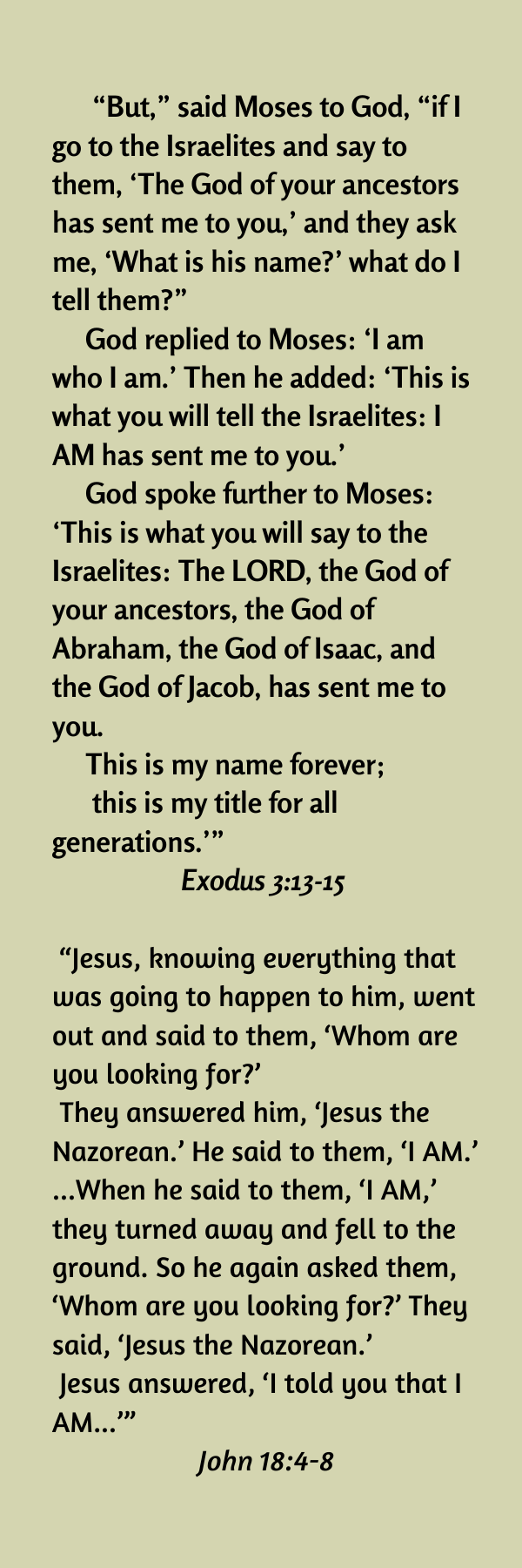 "The Great I AM" Scripture Typology Bookmark