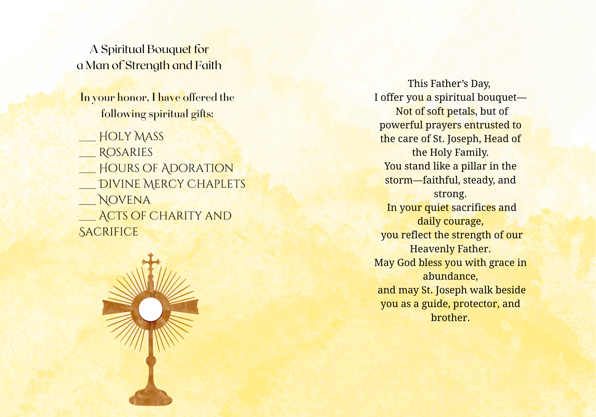 St. Joseph | Father’s Day Spiritual Bouquet Card 