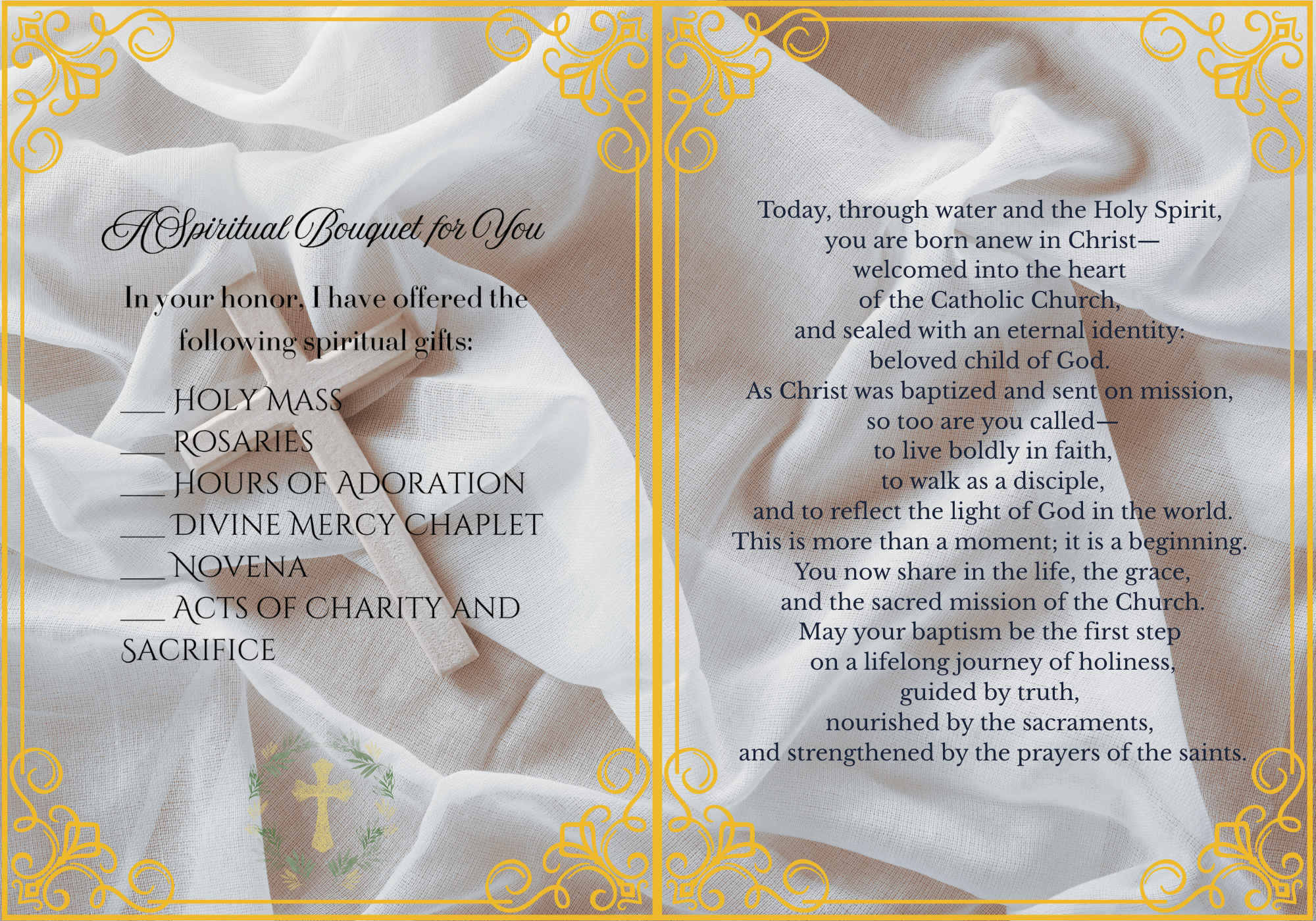 The Baptism of Christ | Catholic Baptism Spiritual Bouquet Card 