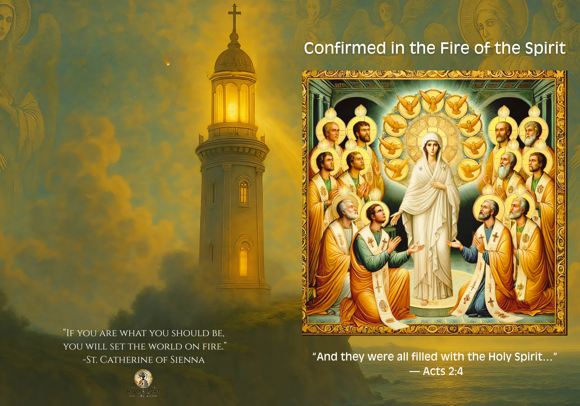 Confirmed in the Fire of the Spirit | Catholic Confirmation Spiritual Bouquet Card