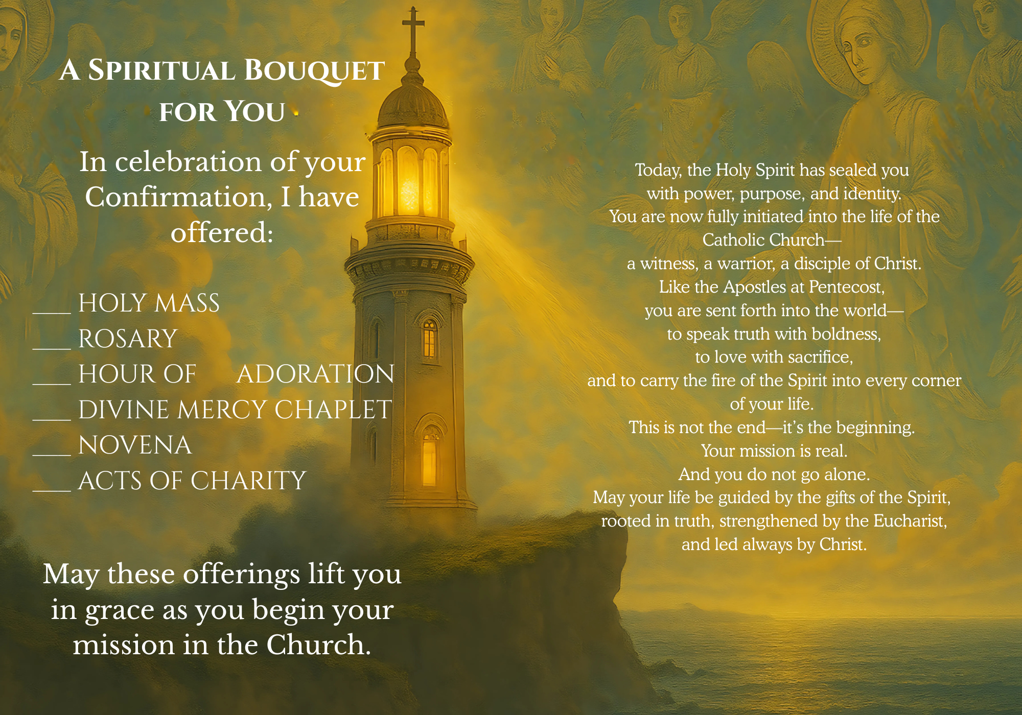 Confirmed in the Fire of the Spirit | Catholic Confirmation Spiritual Bouquet Card