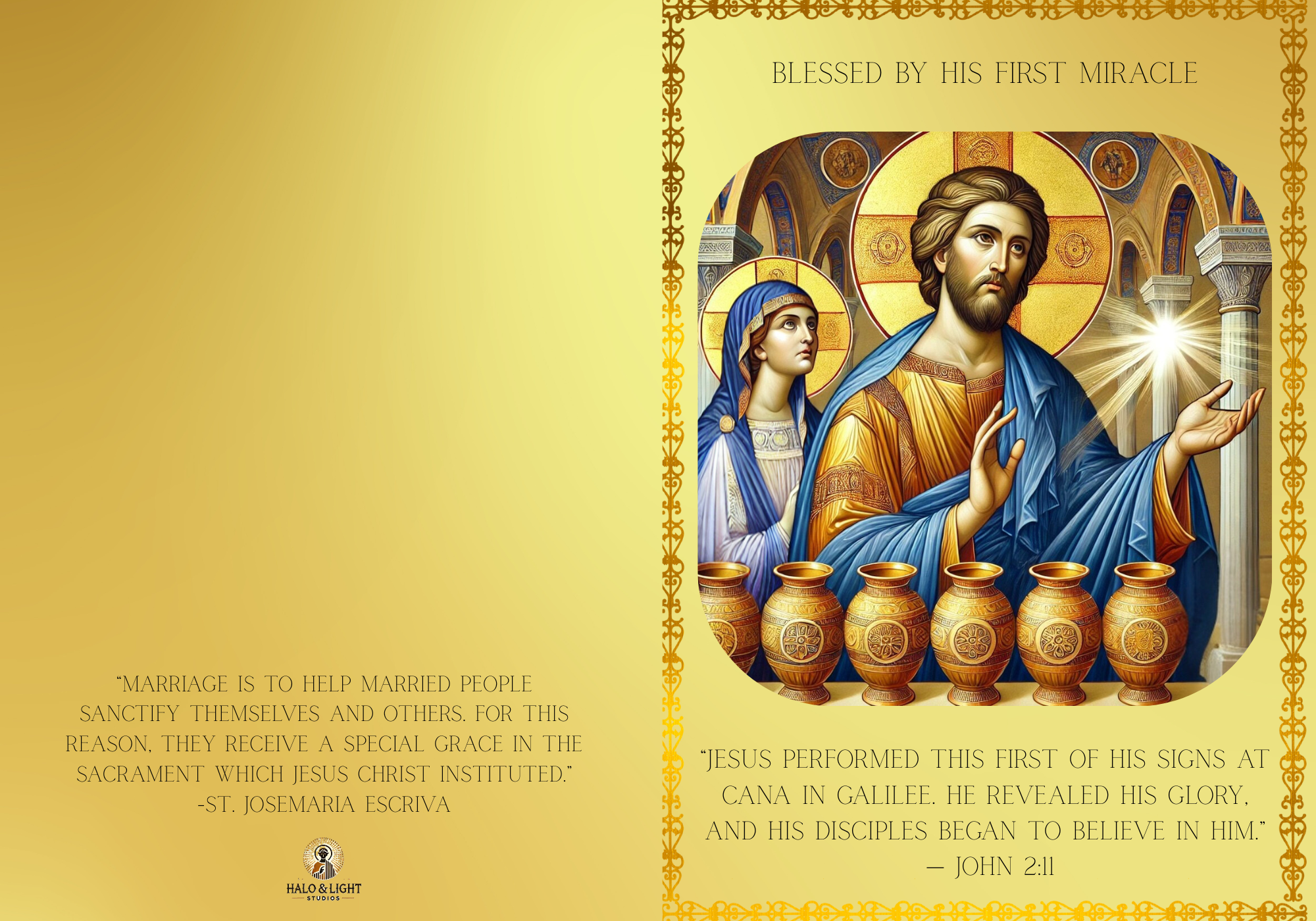 Wedding at Cana | Catholic Wedding Spiritual Bouquet Card