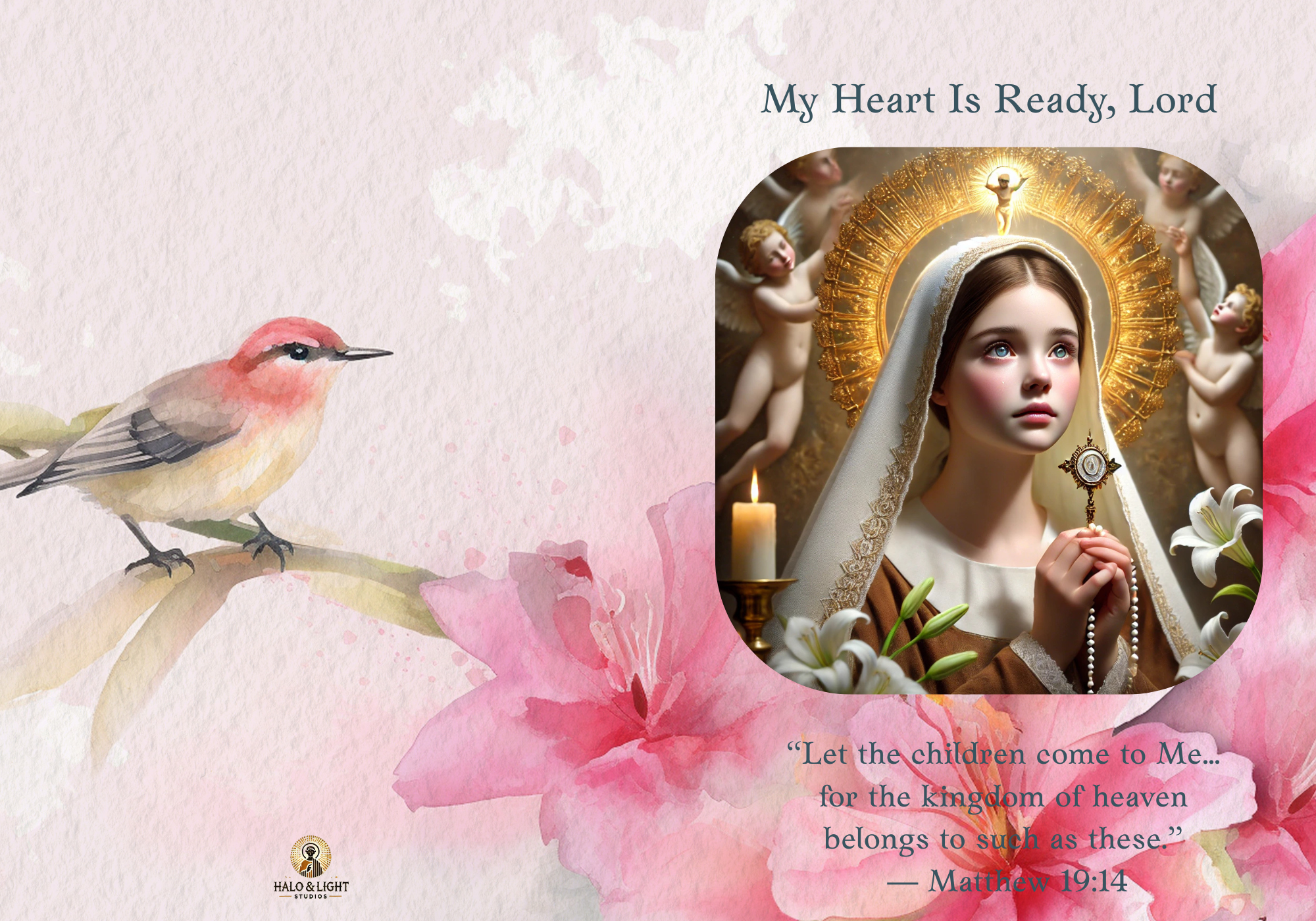 First Holy Communion | Catholic Spiritual Bouquet Card for Girls