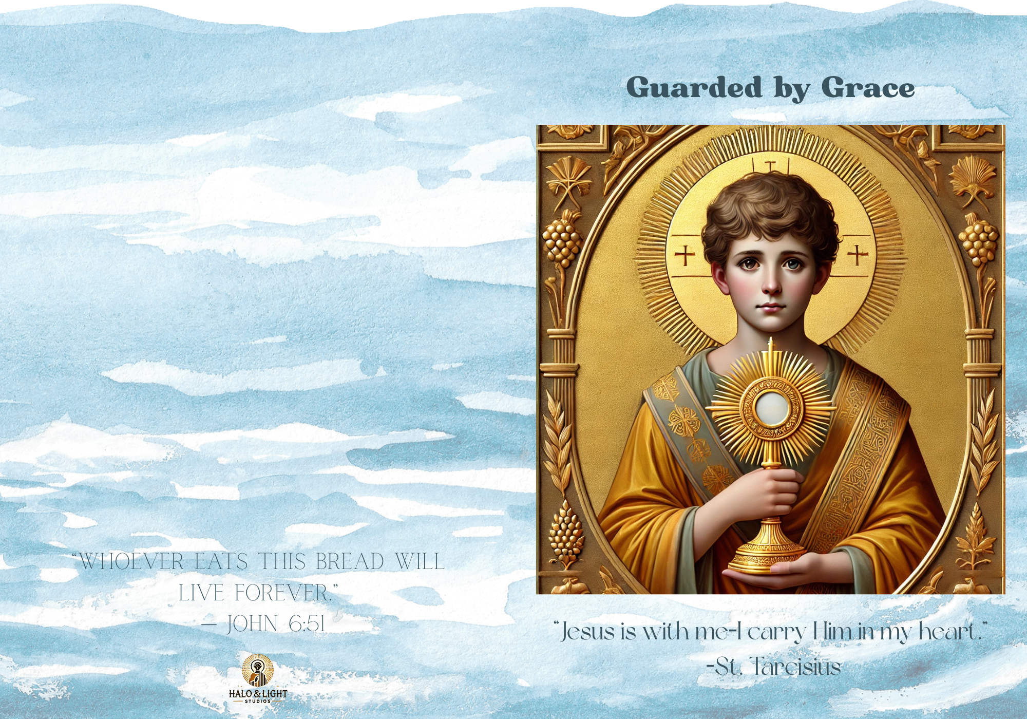 St. Tarcisius First Communion Card for Boys | Catholic Spiritual Bouquet 